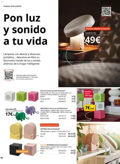 Vista previa IKEA - Iluminación y hogar inteligente válido desde el 29/09/2026 | Página: 34 | Productos: Cable, Altavoz, Altavoz Bluetooth, Lámparas