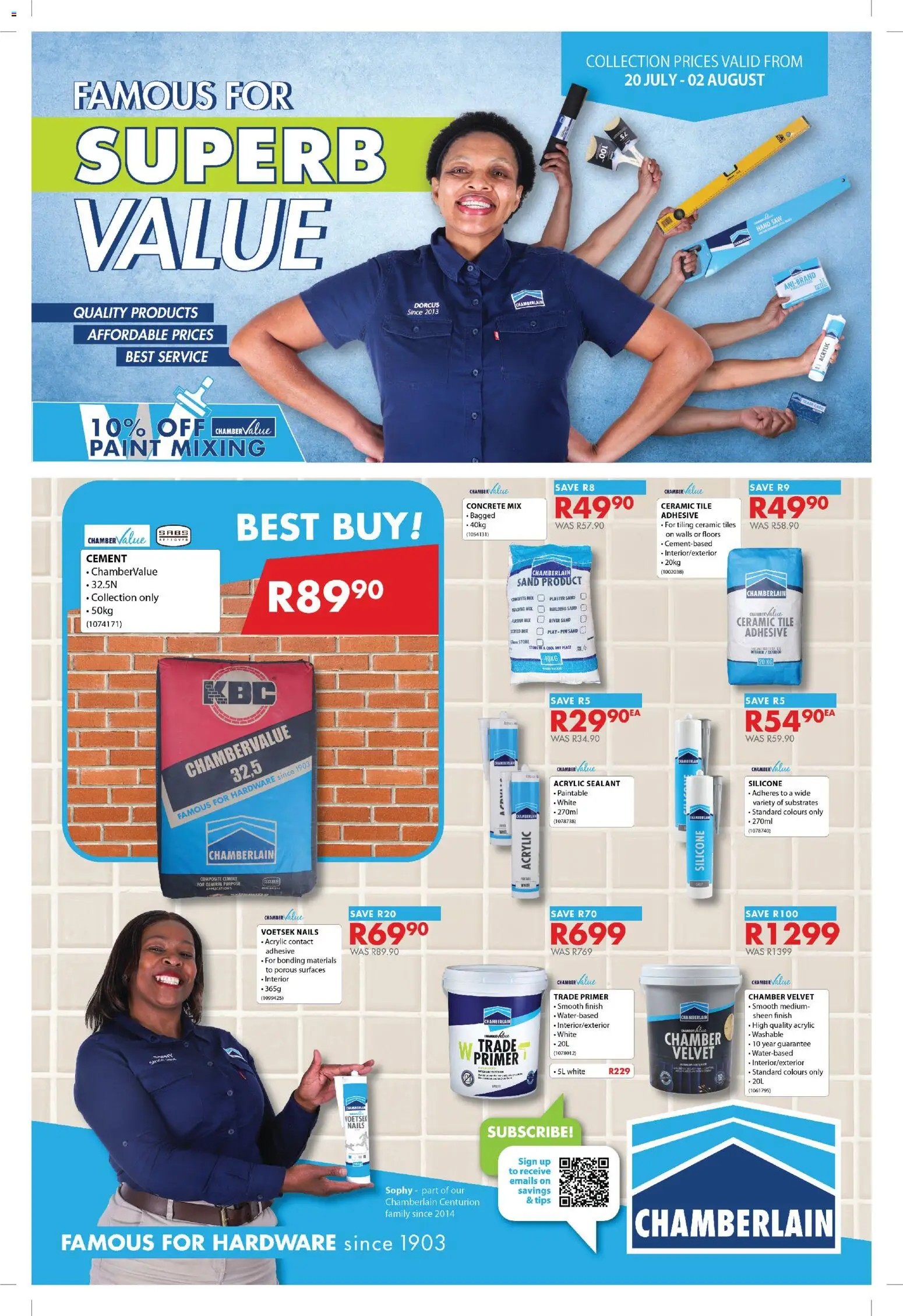 New Chamberlain catalogue – valid from 20/07/2026 | Page: 1 | Products: Primer, Adhesive, Pen, Cement
