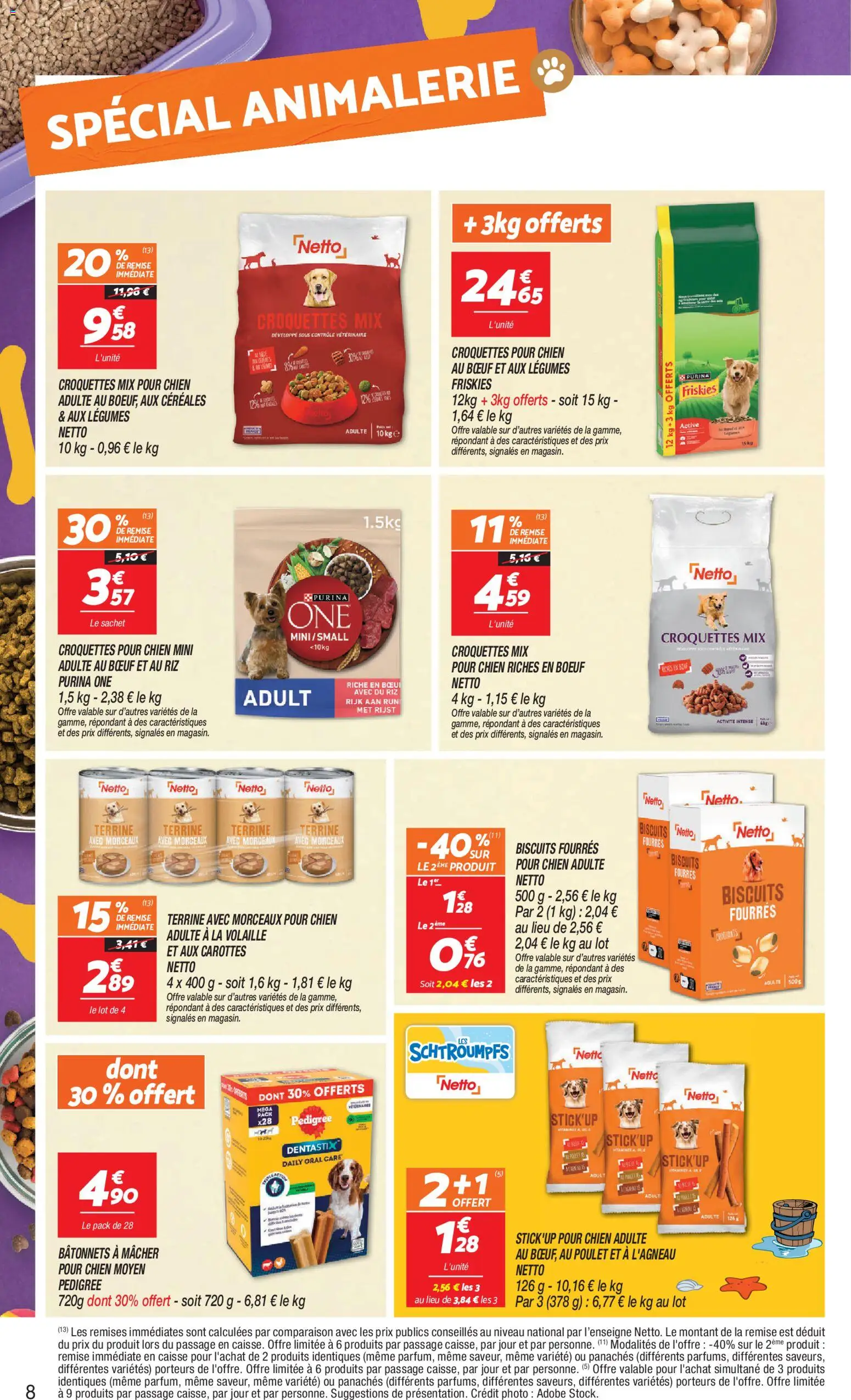 {H1} | Page: 8 | Produits: Carottes, Volaille, Croquettes pour chien, Riz