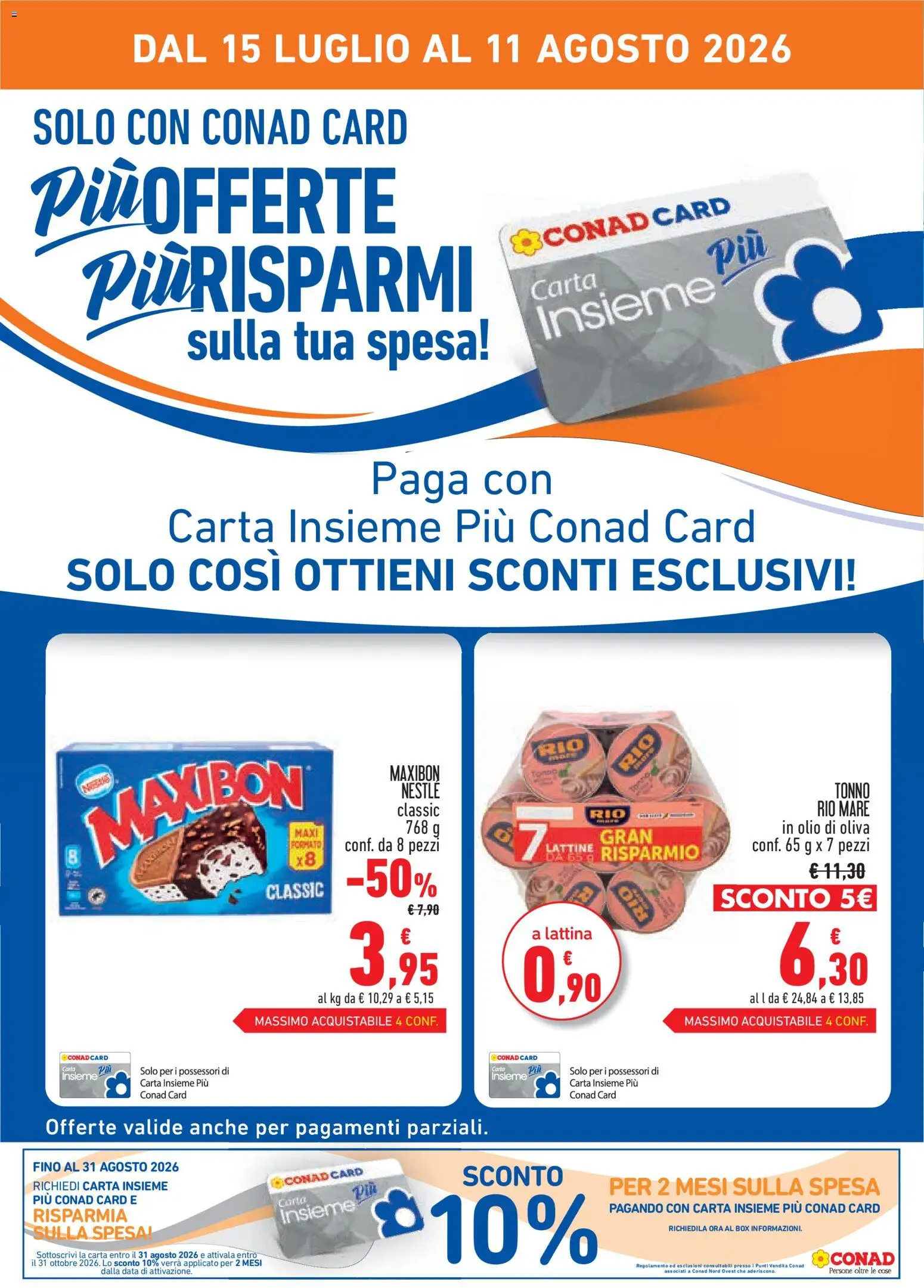 Volantino Conad del 15/07/2026 | Pagina: 2 | Prodotti: Latte, Olio, Data, Olio di Oliva