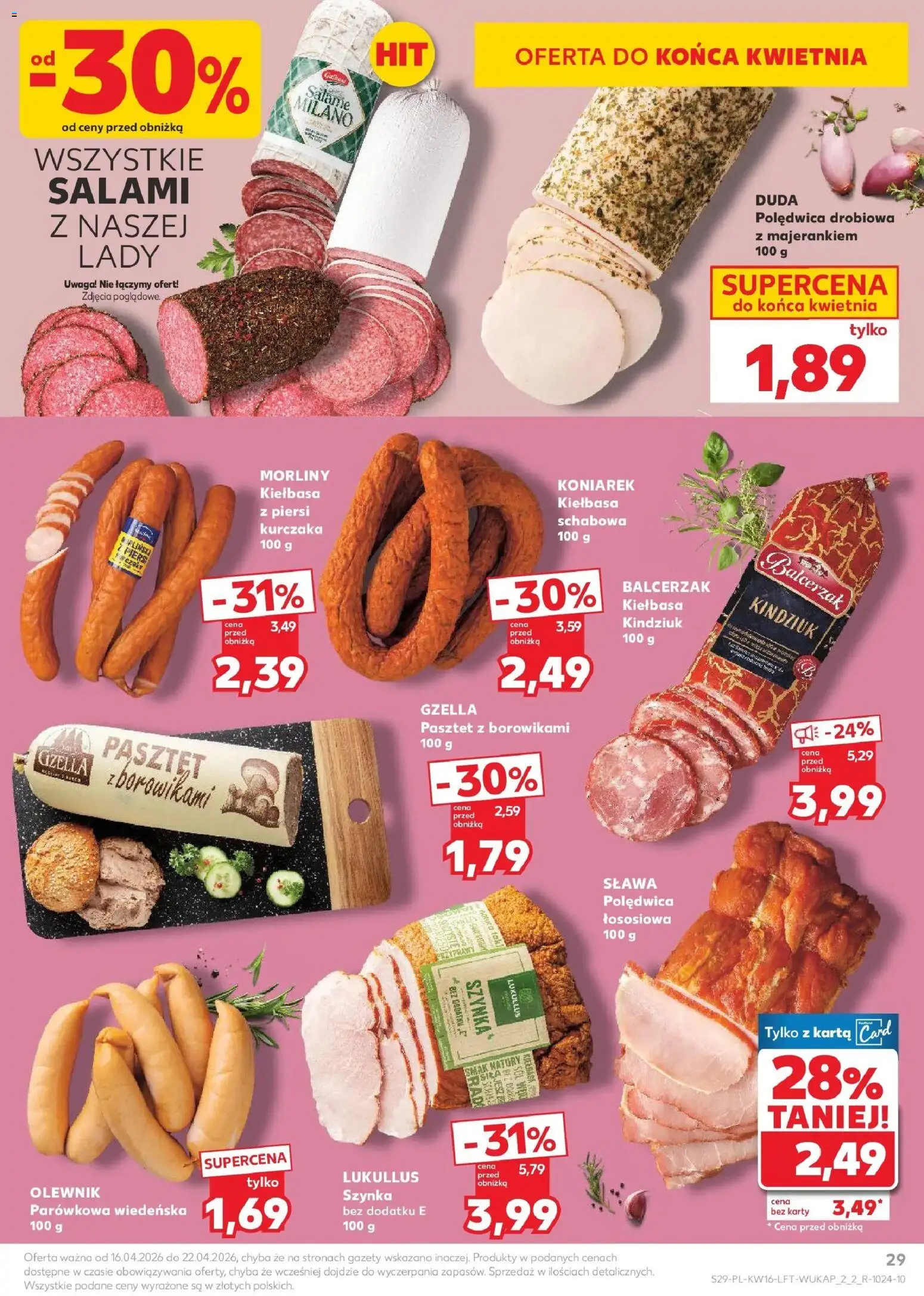 Kaufland gazetka od 16.04.2026 | Strona: 29 | Produkty: Karta, Piersi, Salami, Sól