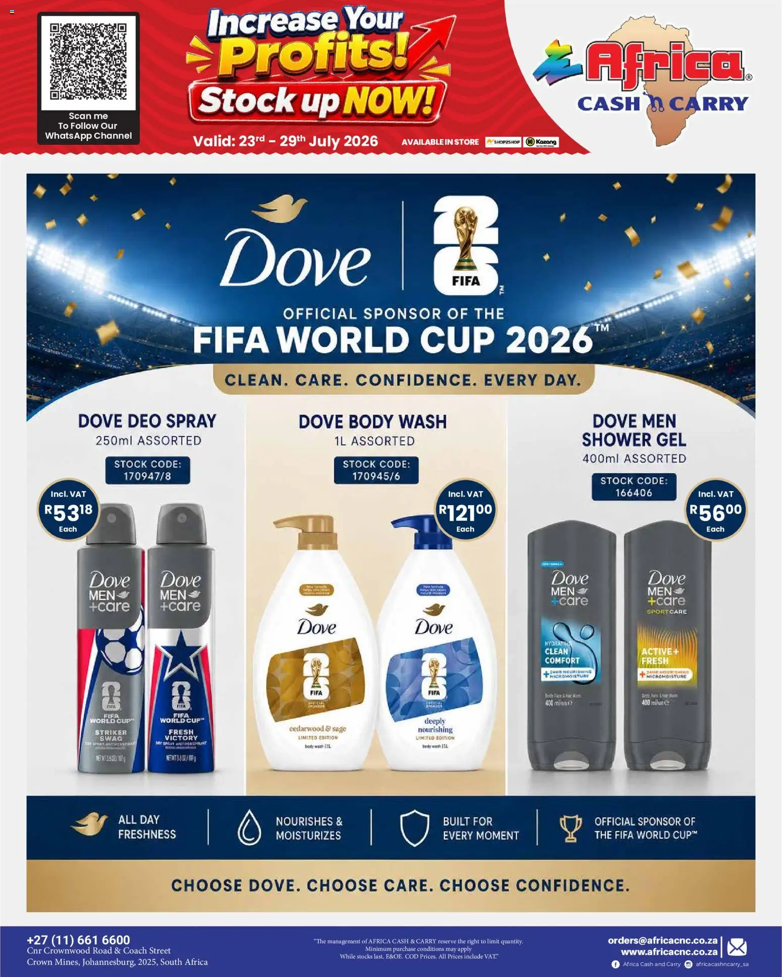 New Africa Cash & Carry catalogue – valid from 23/07/2026 | Page: 7 | Products: Shower, Stock, Shower gel, Body wash
