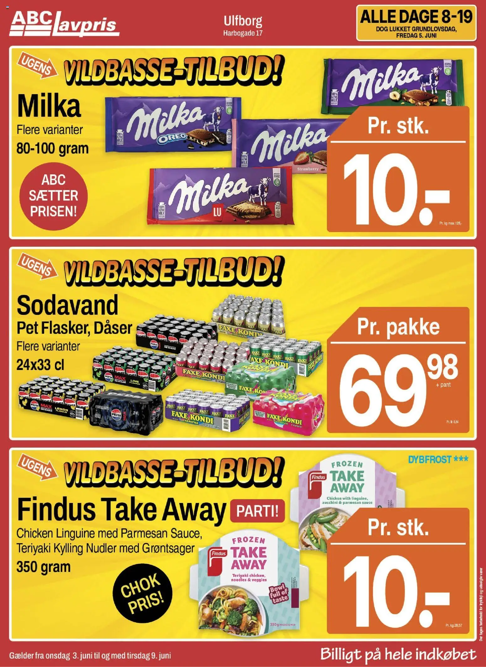 Abc Lavpris tilbudsavis – gyldig fra 03.06.2026 | Side: 1 | Produkter: Sodavand, Faxe Kondi, Oreo, Parmesan