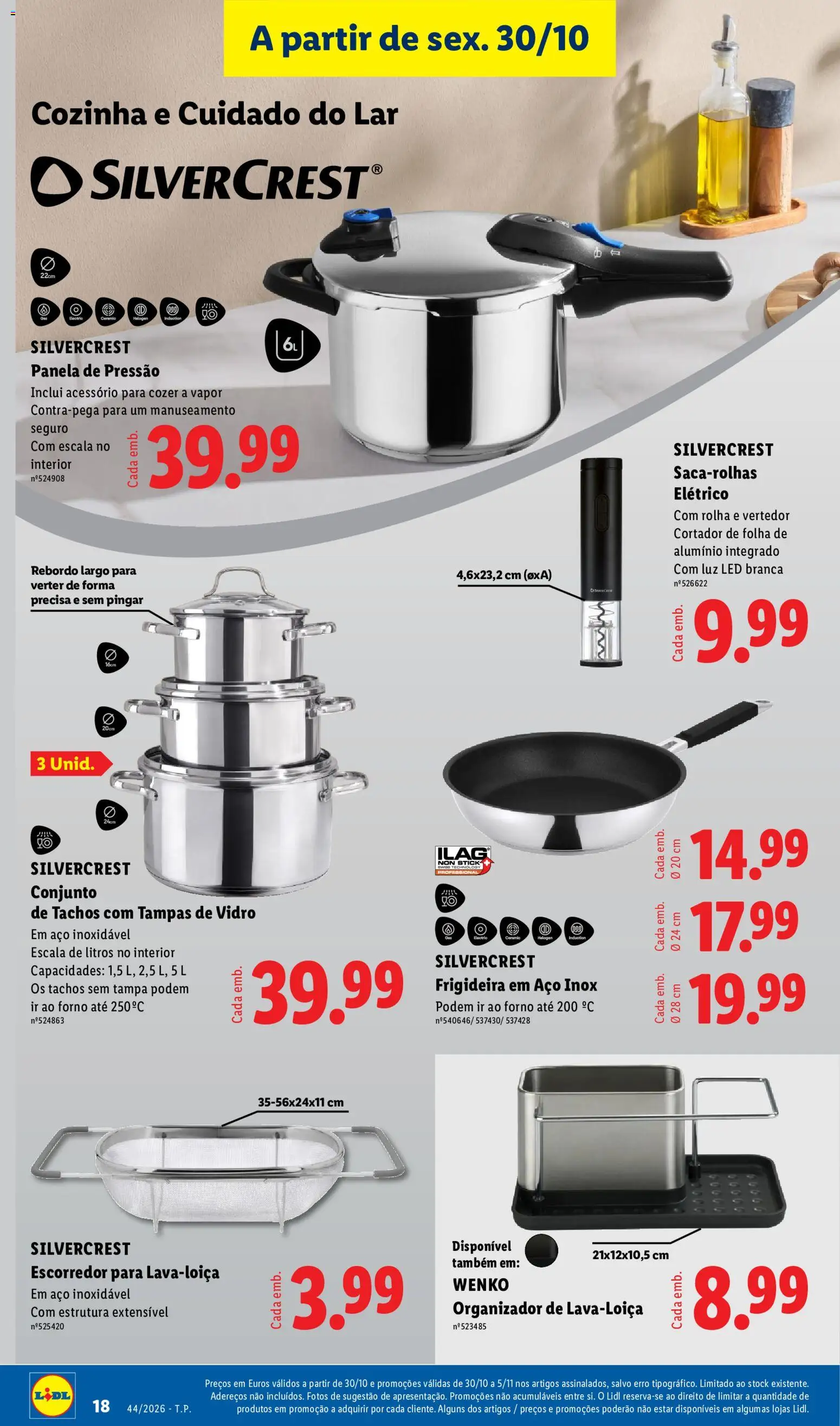 Lidl Promoções Fim de Semana │ válido de 30/10/2026 | Página: 18 | Produtos: Cortador, Frigideira, Organizador, Panela