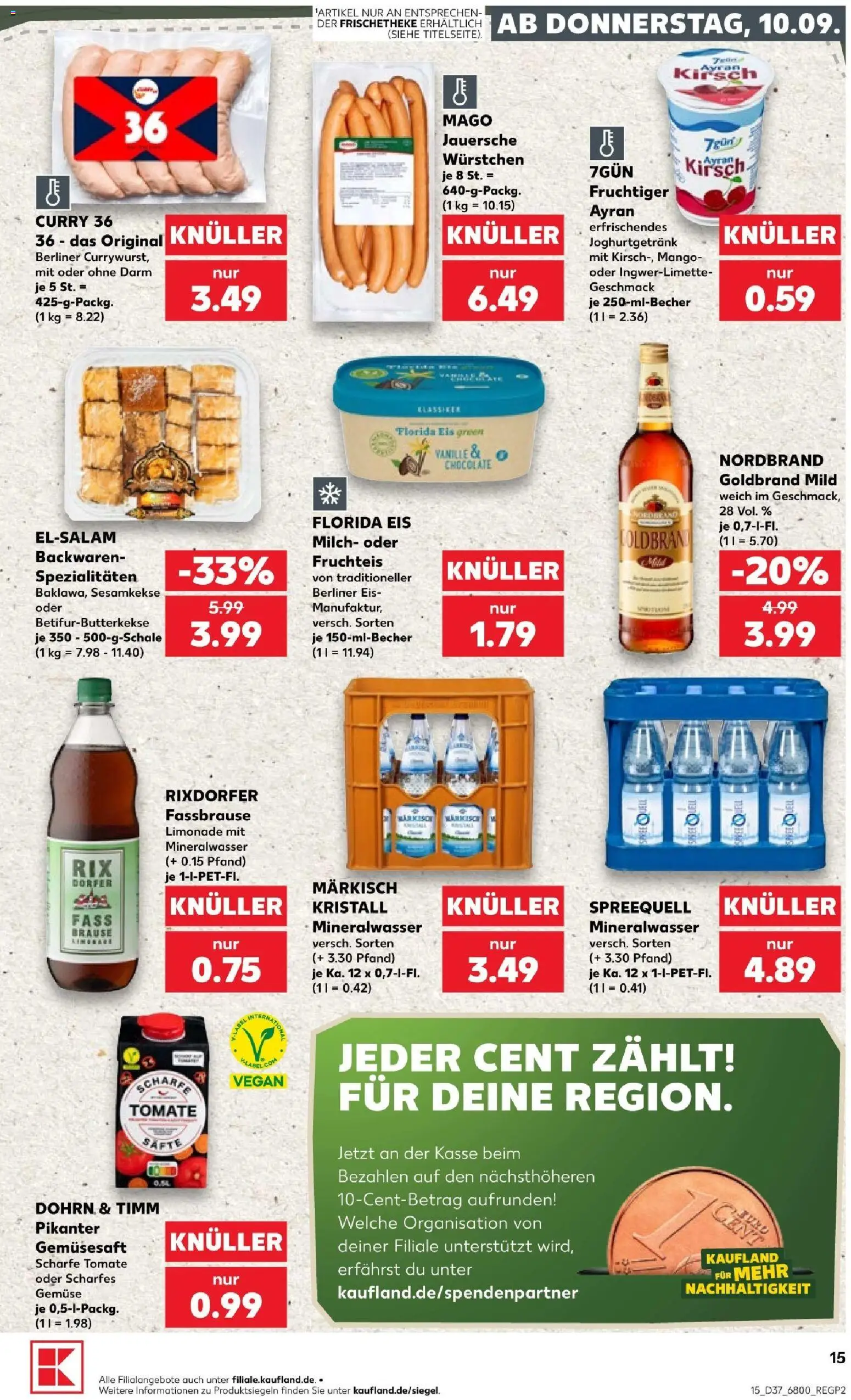 Kaufland Prospekt – gültig ab 10.09.2026 | Seite: 15 | Produkte: Milch, Limonade, Fassbrause, Eis