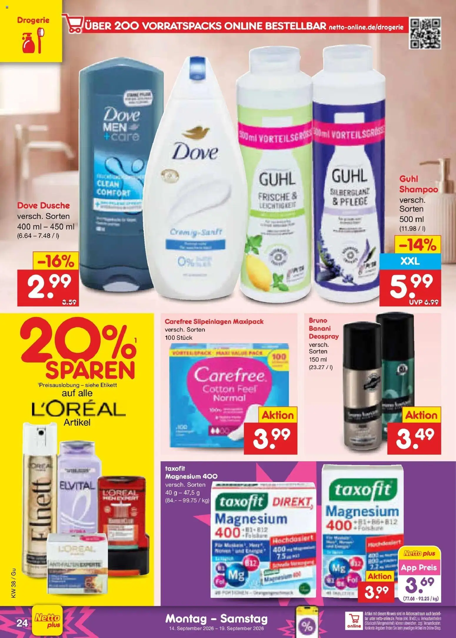 Netto Marken-Discount Prospekt Machern – gültig ab 14.09.2026 | Seite: 36 | Produkte: Dusche, Shampoo, Deospray