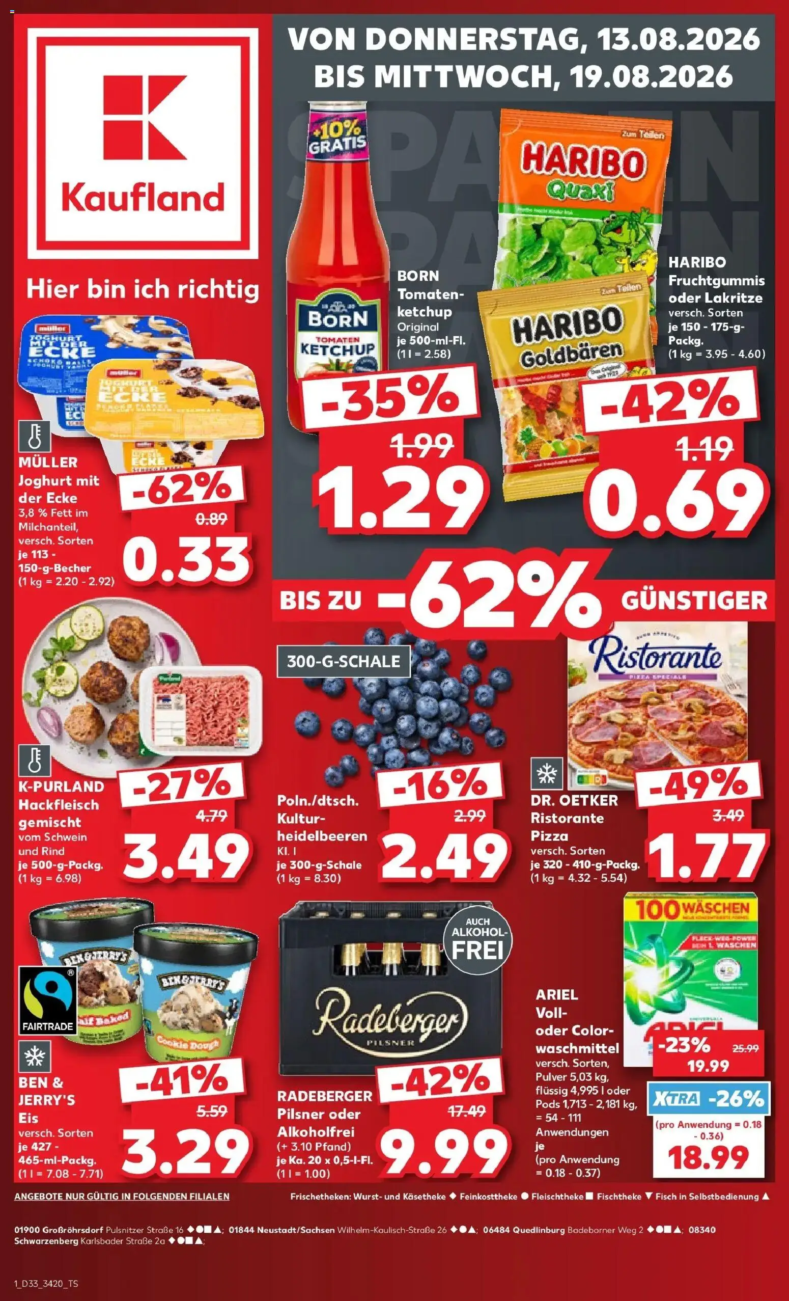 Prospekt Kaufland ab 13.08.2026 » Angebote Online zum Blättern | Seite: 1 | Produkte: Tomaten, Ben & Jerry's, Alkohol, Hackfleisch