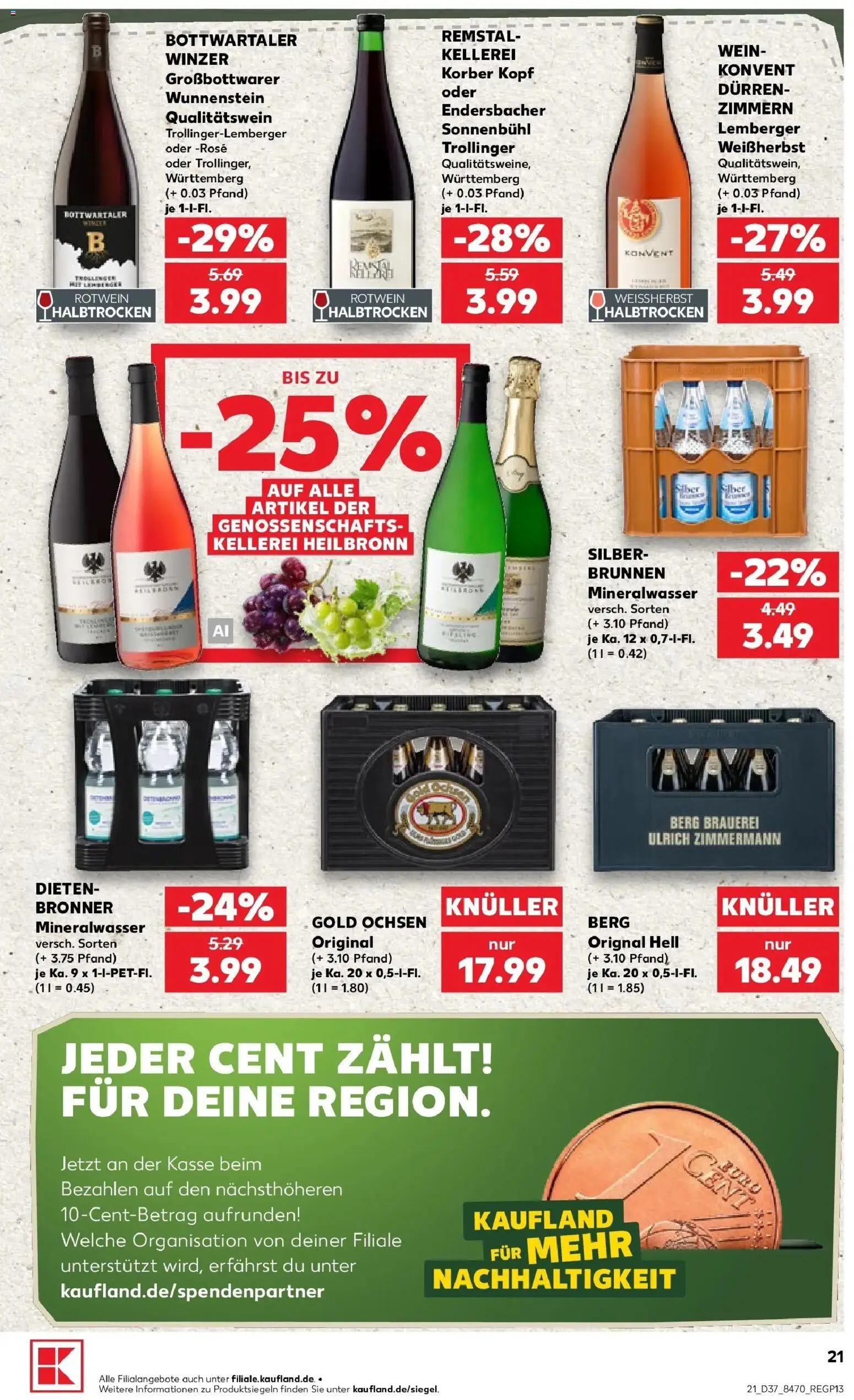 Prospekt Kaufland ab 10.09.2026 » Angebote Online zum Blättern | Seite: 21 | Produkte: Rotwein, Mineralwasser, Wein