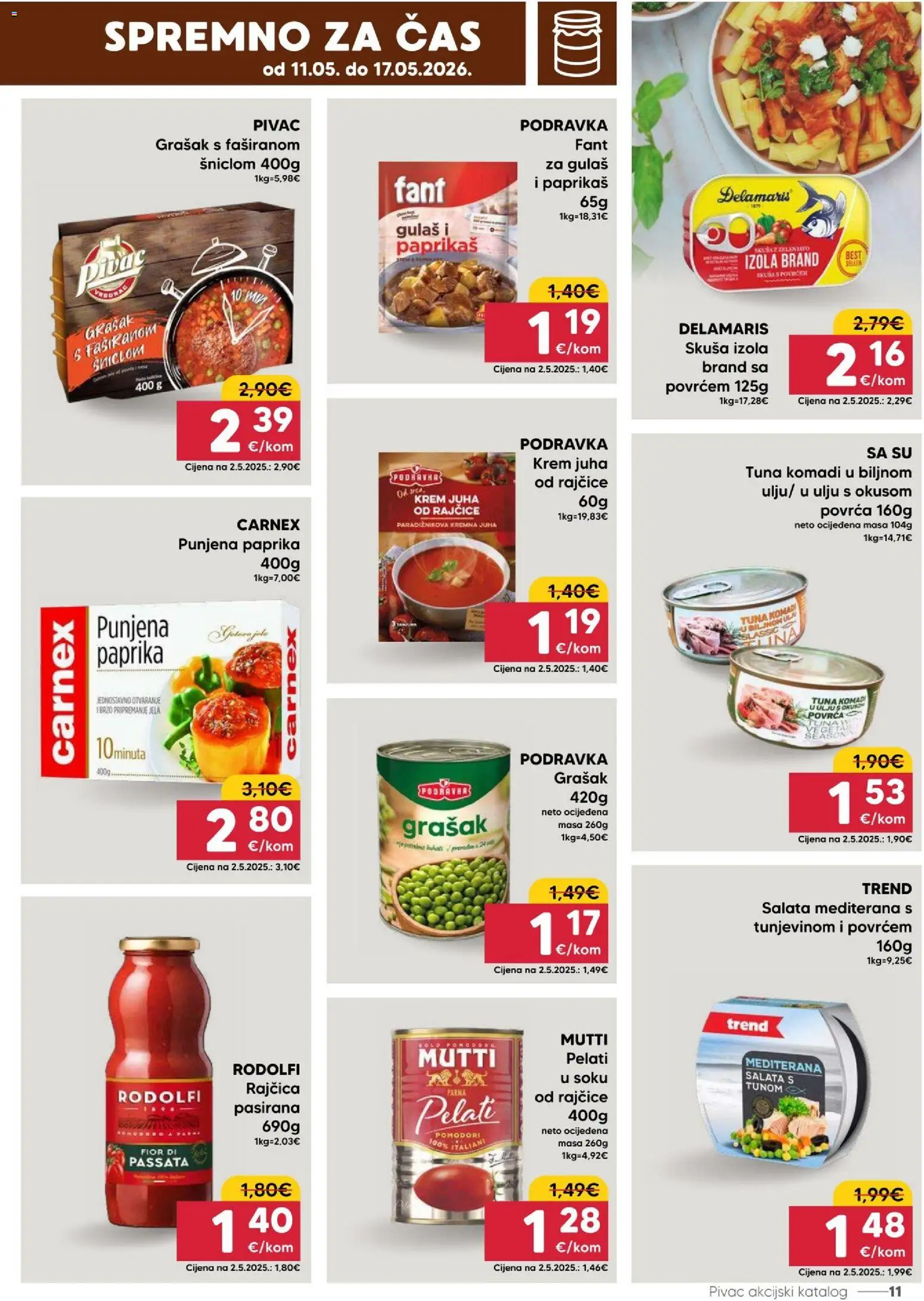 Pivac katalog | vrijedi od 11.05.2026 | Stranica: 11 | Proizvodi: Podravka, Paprika, Juha, Tuna