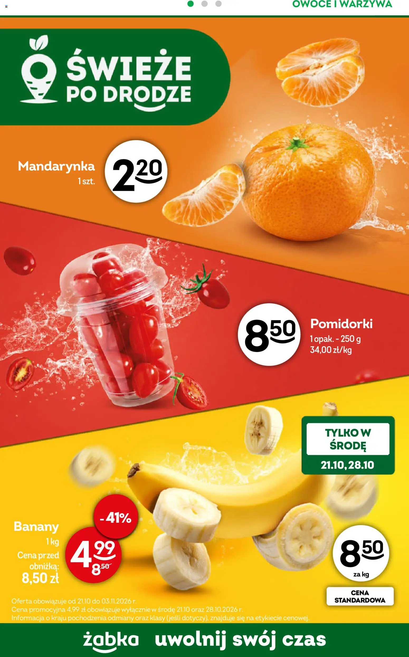Żabka gazetka - Codzienne produkty od 21.10.2026 | Strona: 8 | Produkty: Banany, Warzywa, Owoce
