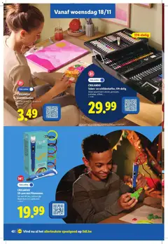 CRELANDO, 3D-pen met filamenten, Set met 3D-pen, 6 kleurrijke filamenten en 6 sjablonen. - Voorbeeld van een folder van Lidl, geldig van 21/10/2026 | Pagina: 42 | Producten: Canvas, Speelgoed, Pen