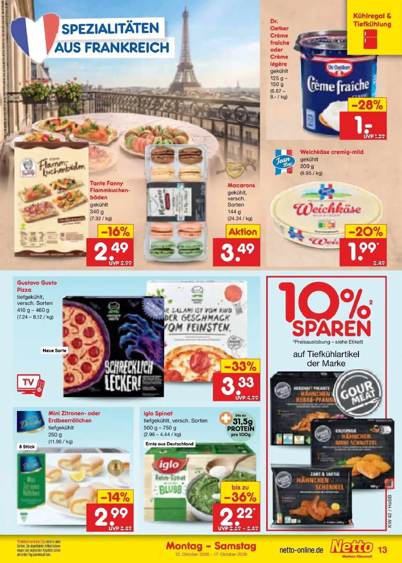 Netto Marken-Discount Prospekt Hannover (ab 12.10.2026) » Angebote | Seite: 15 | Produkte: Hahnchen, Spezialitäten, Creme, Zitronen