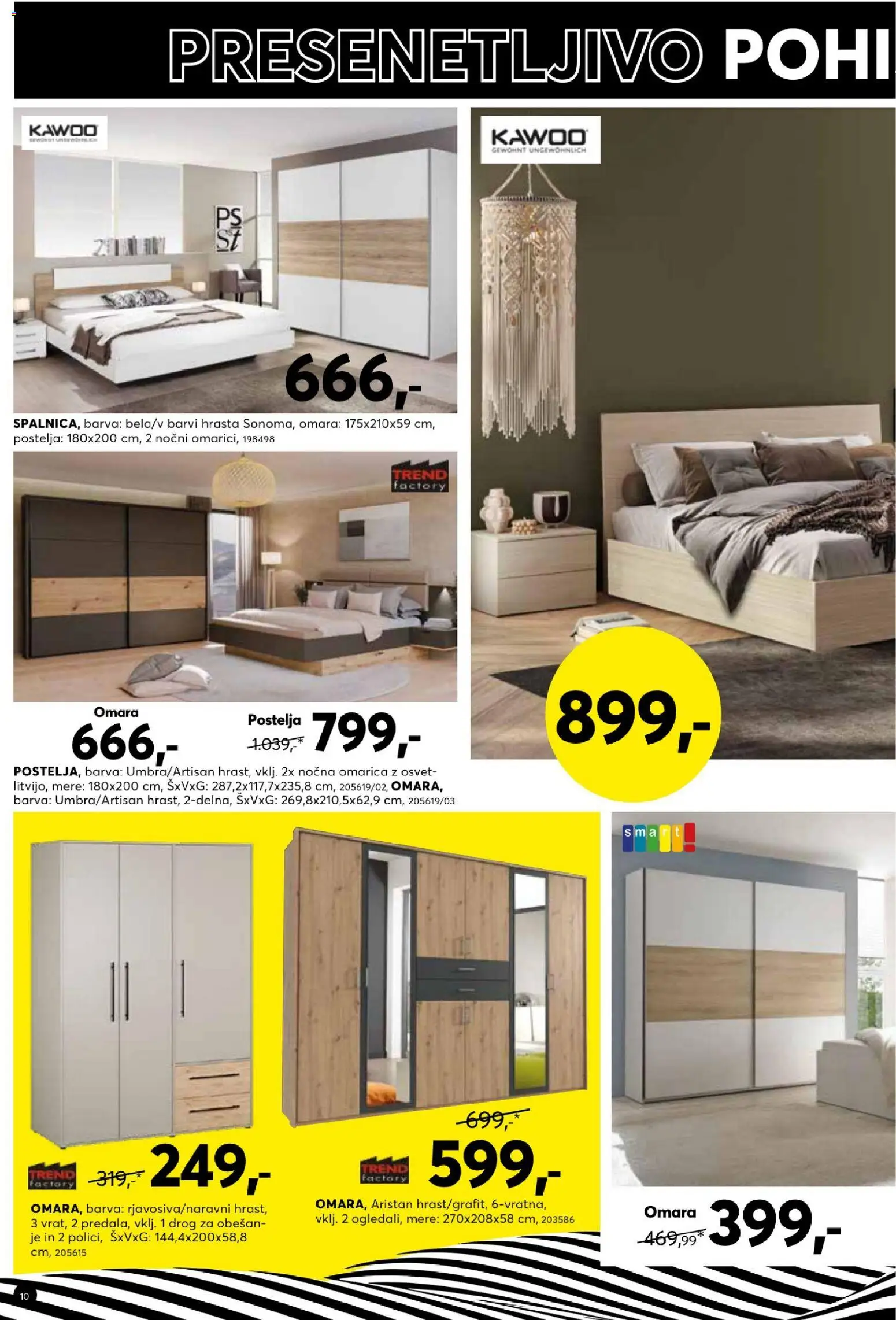 Novi Dipo katalog ponudbe – veljaven od 13.10.2026 | Stran: 10 | Izdelki: Postelja, Omara, Barva, Omarica