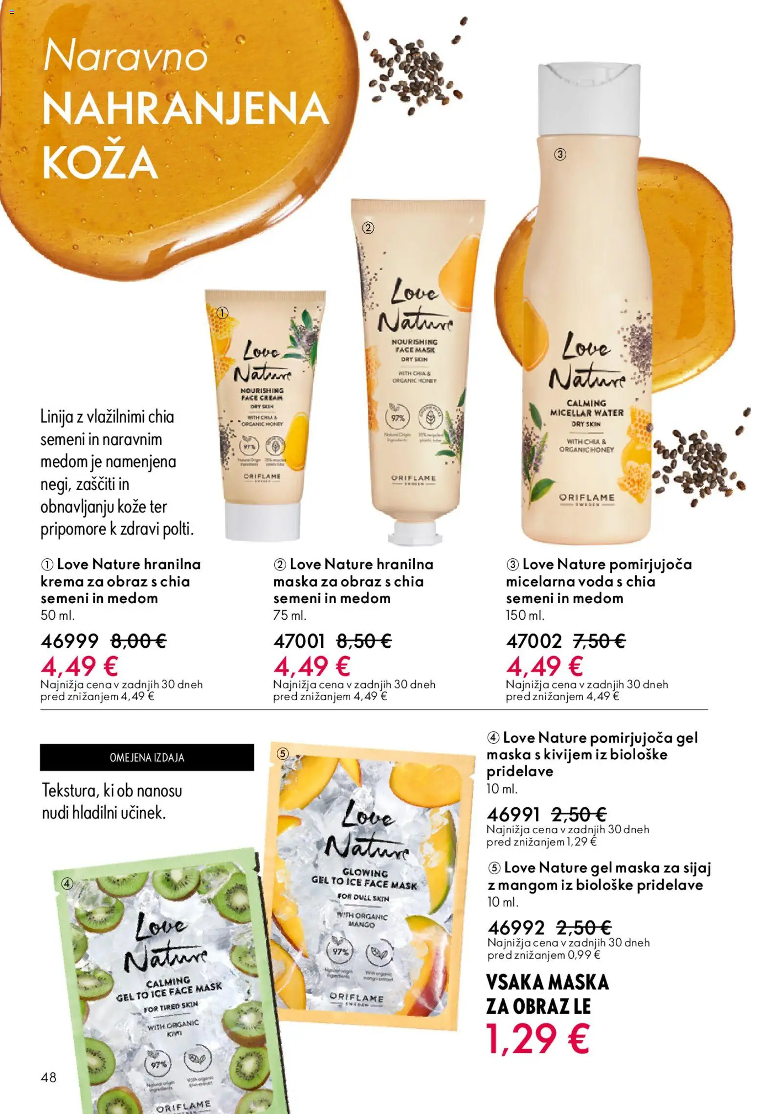 Novi Oriflame katalog ponudbe – veljaven od 01.04.2026 | Stran: 48 | Izdelki: Maska za obraz, Micelarna voda, Mango, Krema za obraz