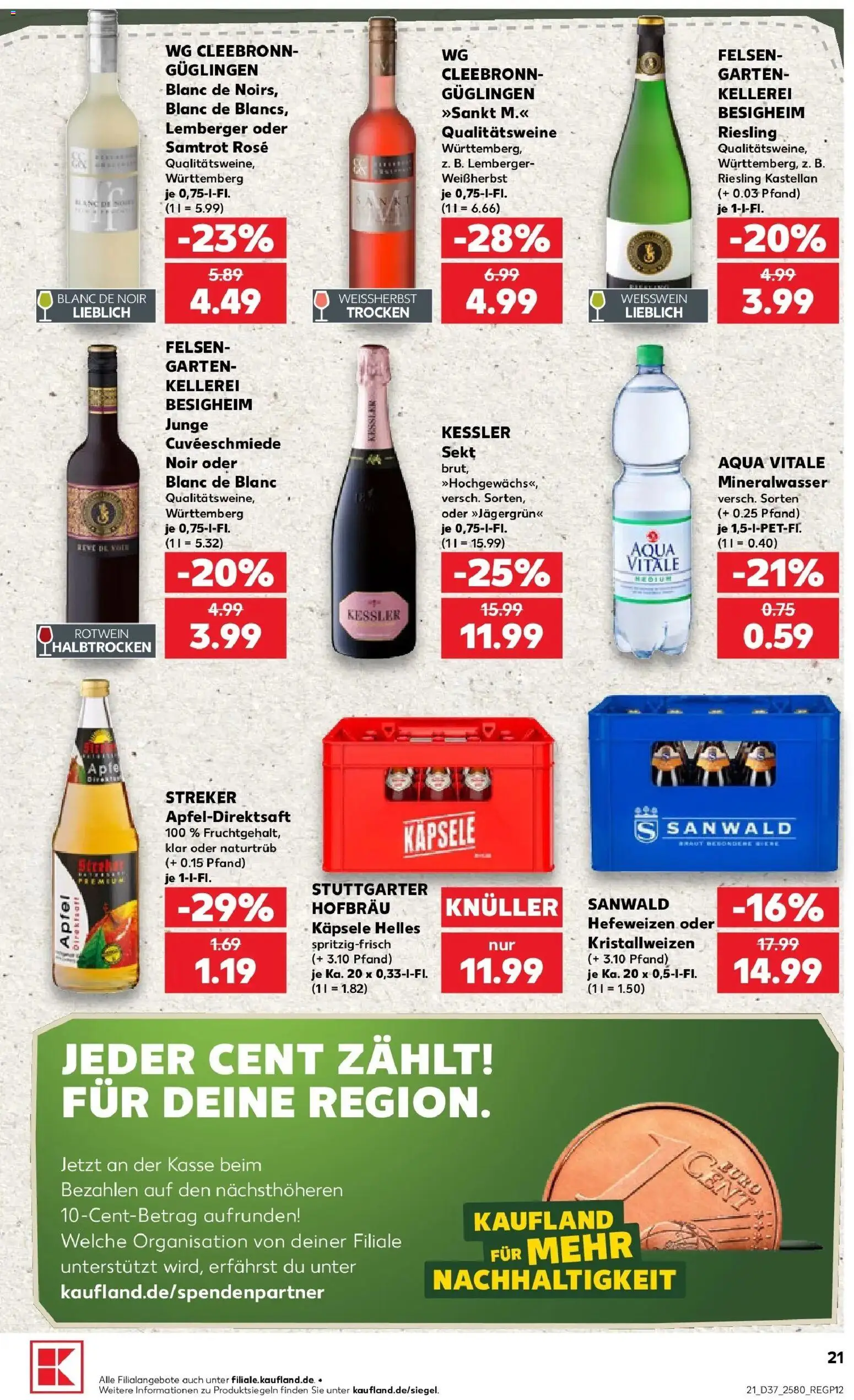 Prospekt Kaufland ab 10.09.2026 » Angebote Online zum Blättern | Seite: 21 | Produkte: Rotwein, Sekt, Äpfel, Mineralwasser