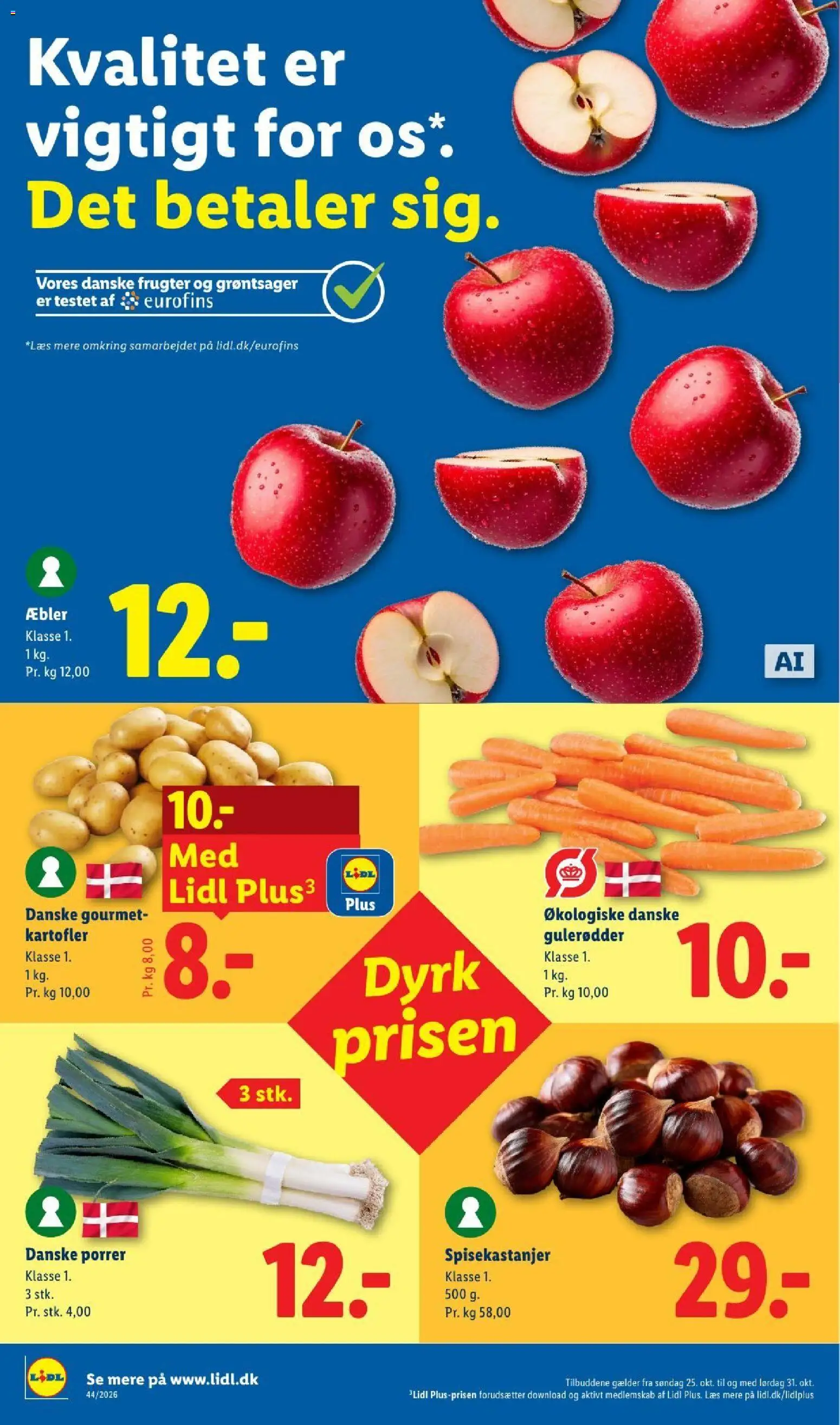 Lidl tilbudsavis – gyldig fra 25/10/2026 | Side: 4 | Produkter: Æbler, Gulerødder, Kartofler, Porrer