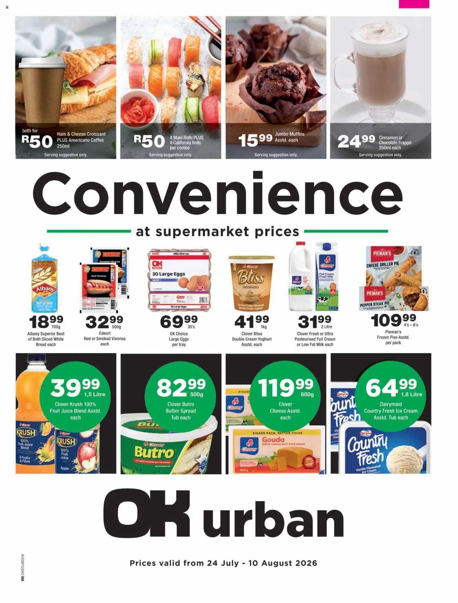 New OK Foods catalogue – valid from 24/07/2026 | Page: 1 | Products: Butter, Juice, Fruit, Griller