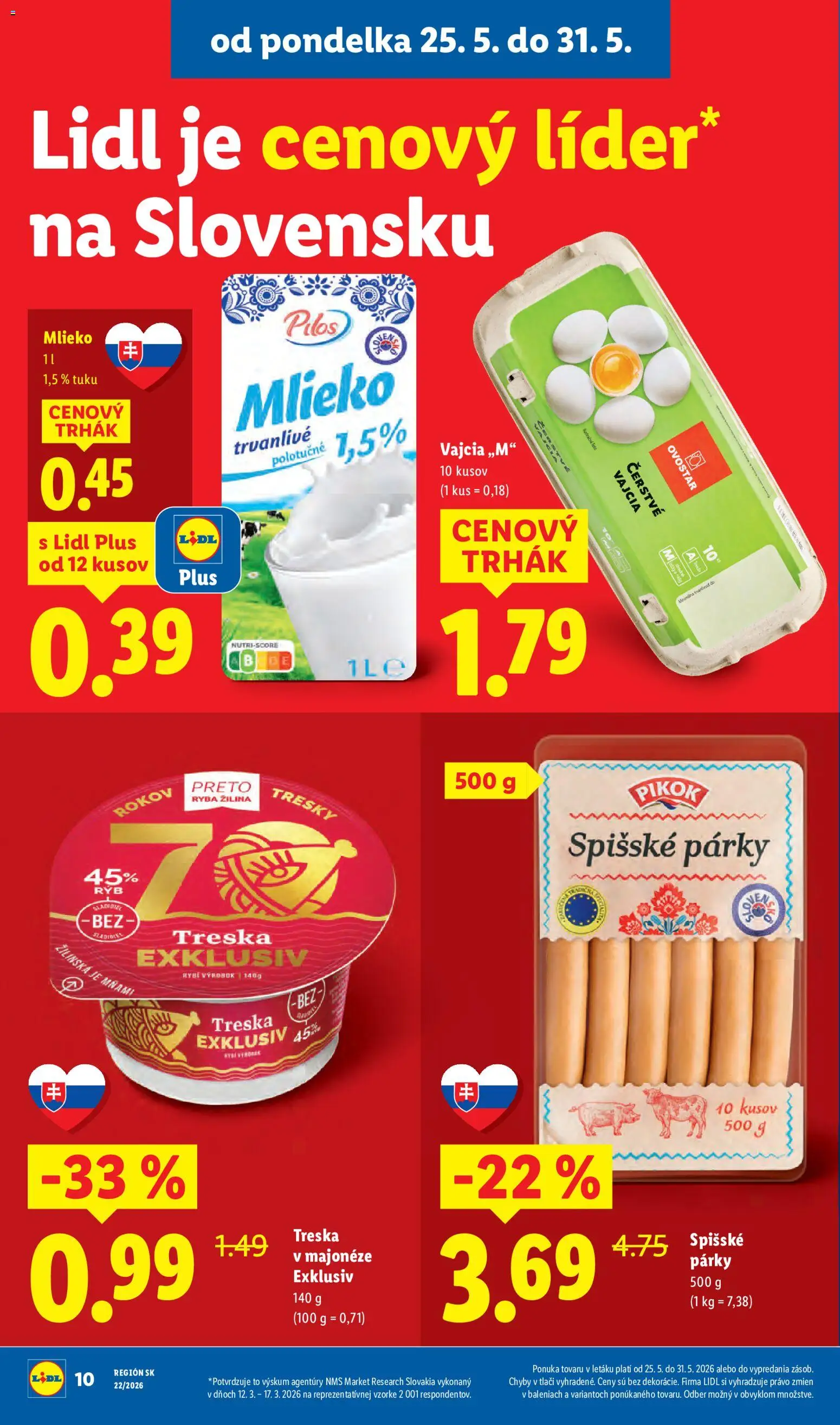 Nové Lidl akcie – leták je platný od 25.05.2026 | Strana: 16 | Produkty: Vajcia, Ryba, Párky, Treska