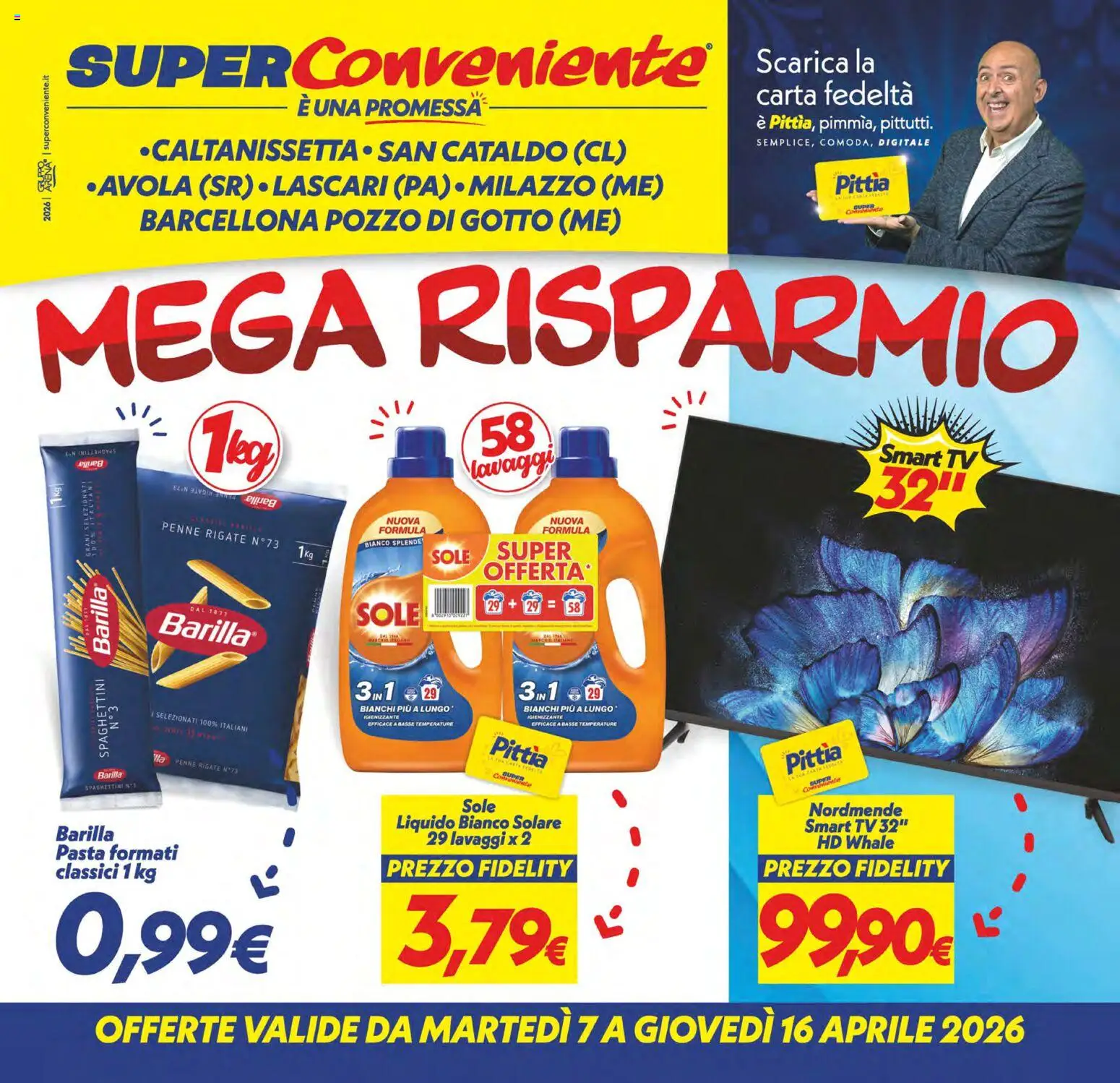 Volantino SuperConveniente del 07.04.2026 | Pagina: 1 | Prodotti: smart TV, Pasta, TV, Penne