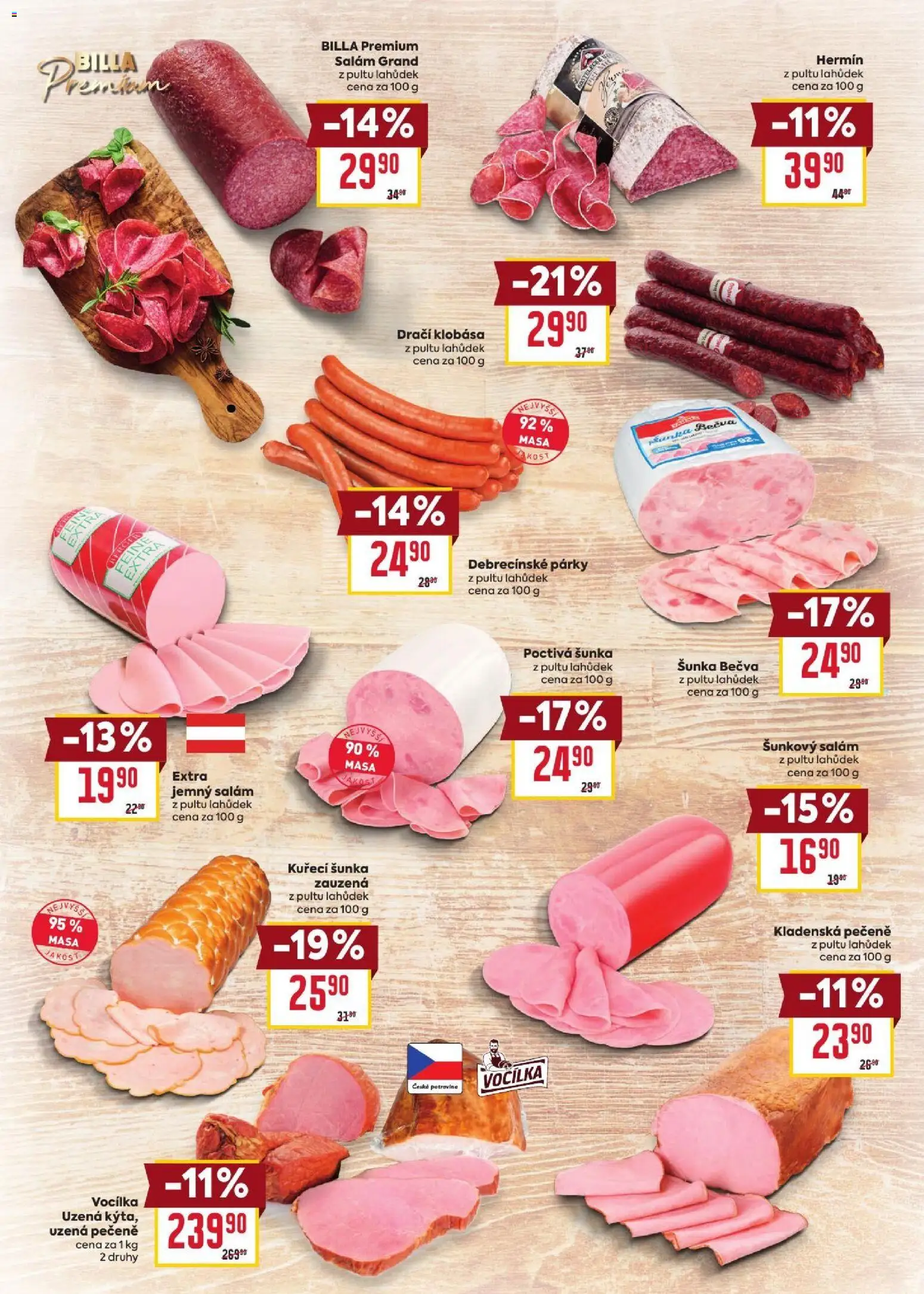 Billa leták - Podzimní nápoje od 09.09.2026 | Strana: 4 | Produkty: Salám, Šunka, Párky, Kuřecí šunka