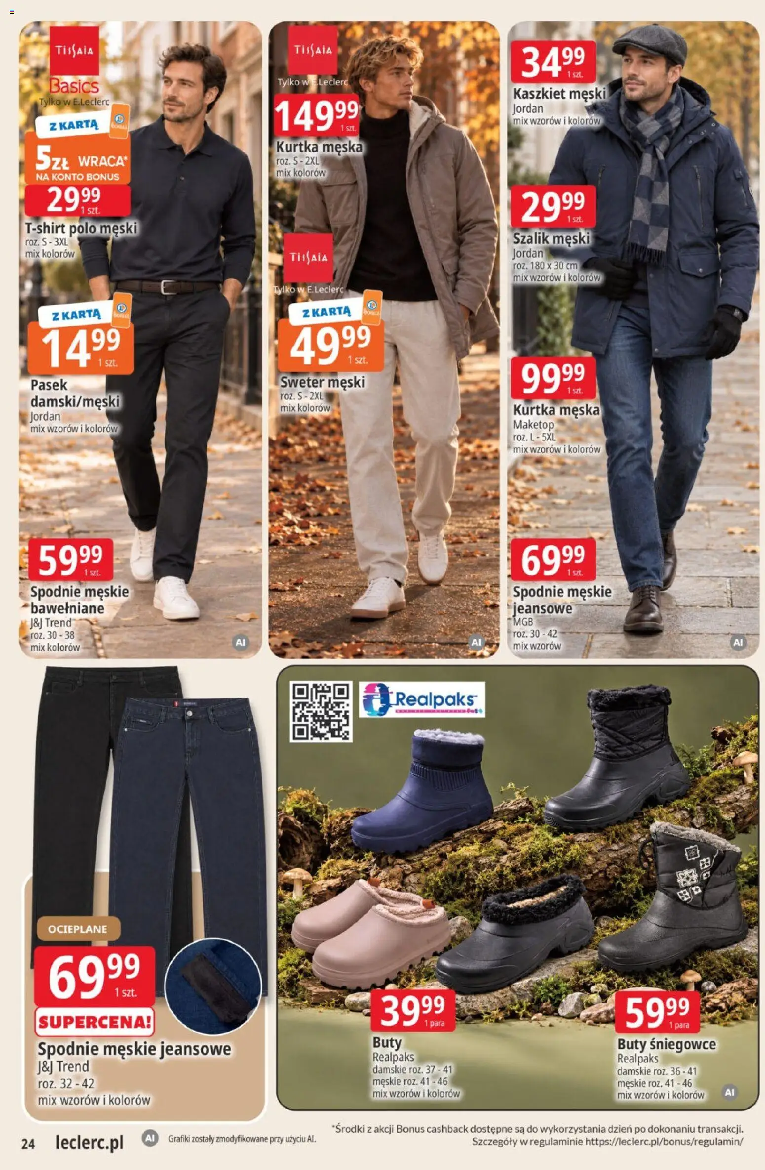 E.Leclerc gazetka od 20.10.2026 | Strona: 24 | Produkty: Sweter, Spodnie, Szalik, Pasek