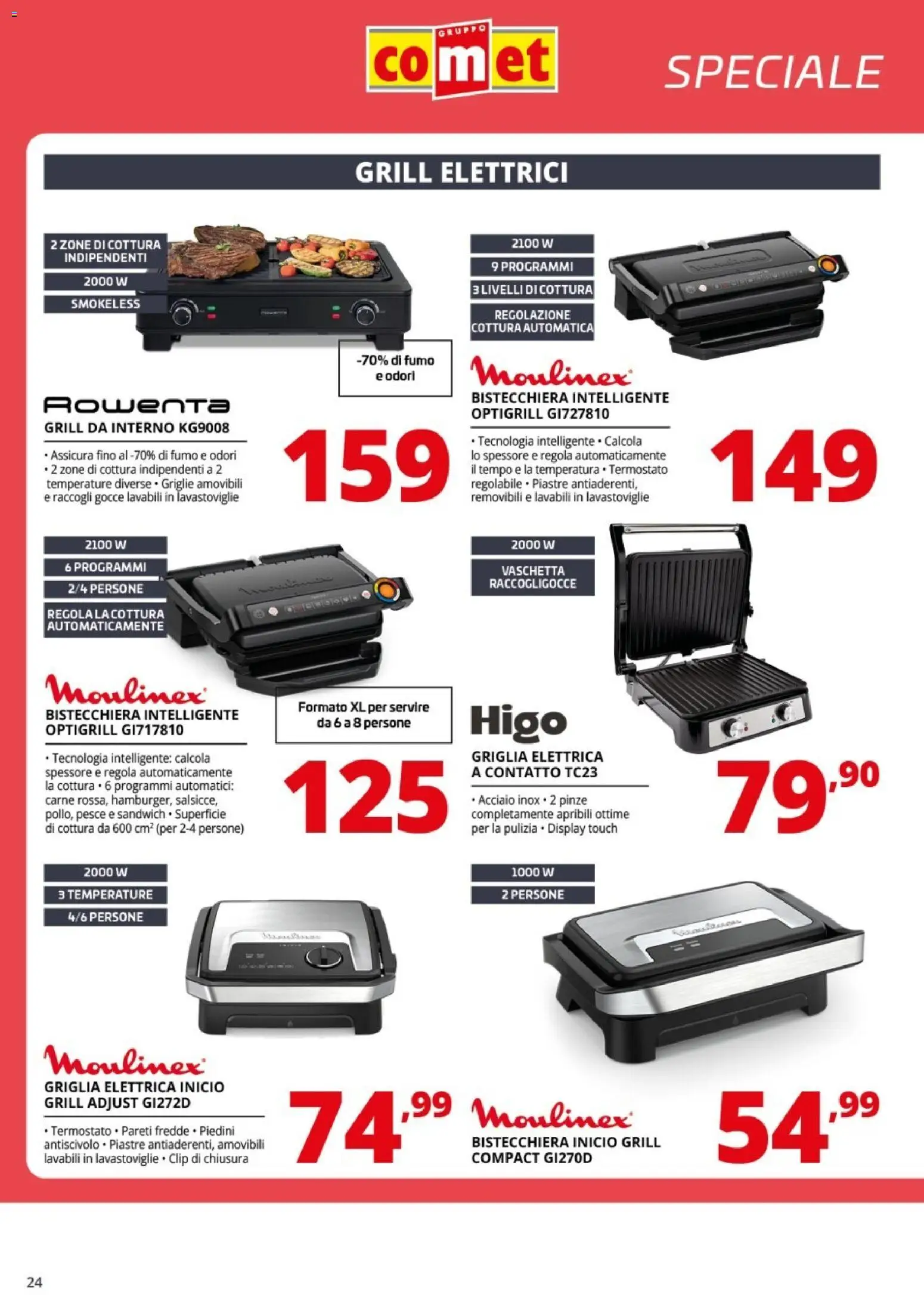 Volantino Comet del 14/10/2026 | Pagina: 24 | Prodotti: Pesce, Bistecchiera, Carne, Pinze