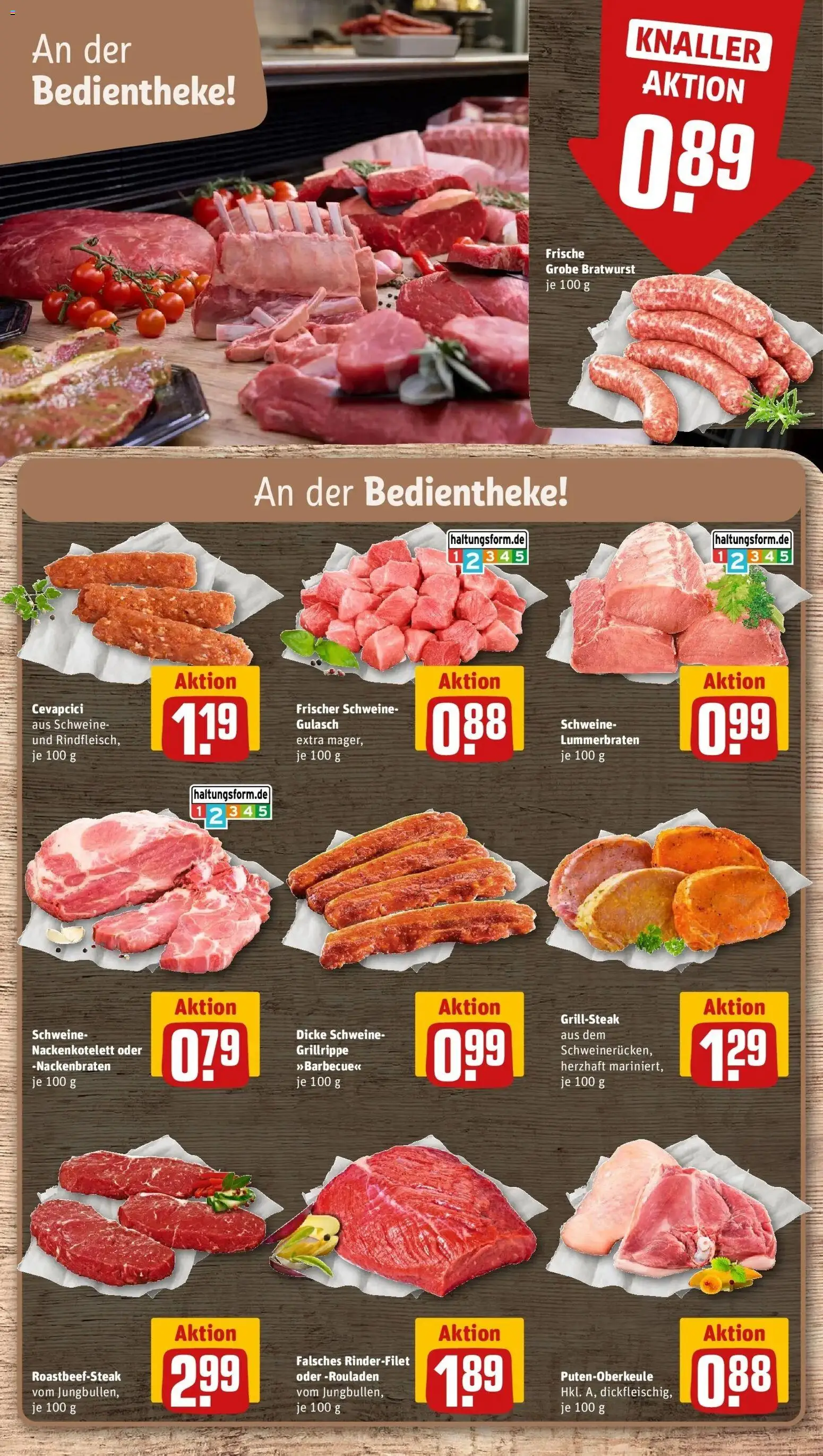 Rewe Prospekt Hückelhoven / Hilfarth – gültig ab 27.07.2026 | Seite: 8 | Produkte: Rinderfilet, Bratwurst, Cevapcici, Gulasch
