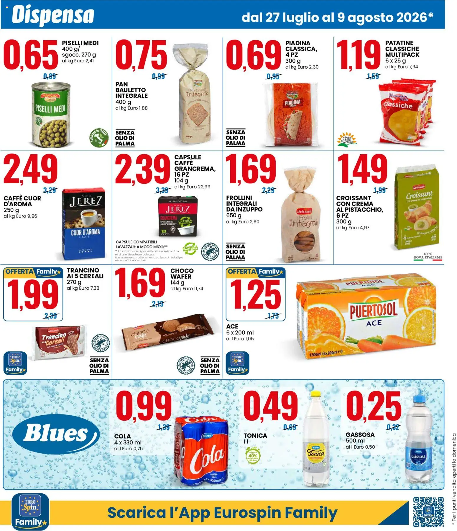 Volantino Eurospin del 27/07/2026 | Pagina: 4 | Prodotti: Uova, Caffè, Croissant, Capsula
