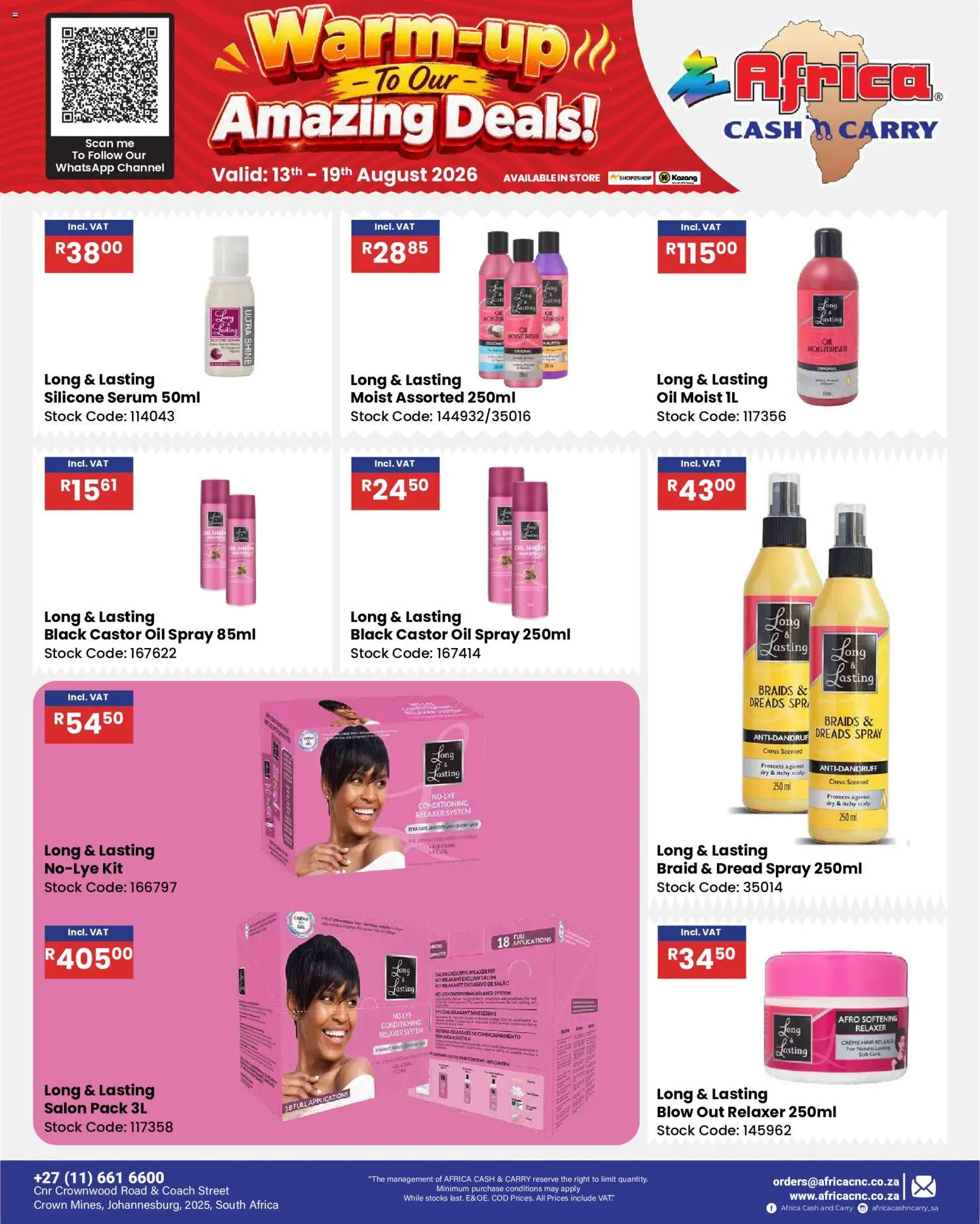 New Africa Cash & Carry catalogue – valid from 13/08/2026 | Page: 63 | Products: Serum, Braids, Oil, Silicone