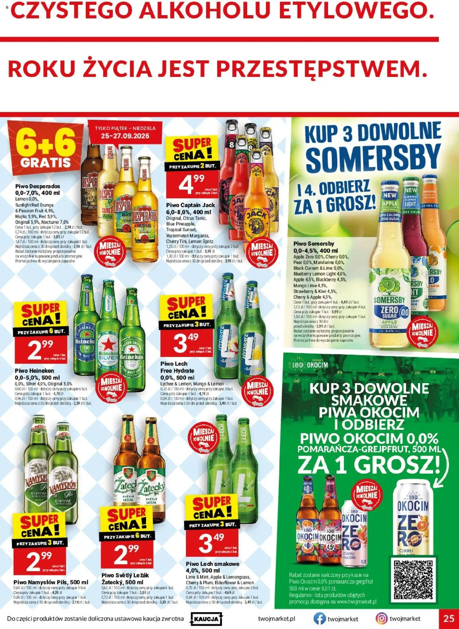 Twój Market gazetka od 23.09.2026 | Strona: 25 | Produkty: Mojito, Leżak, Somersby, Heineken