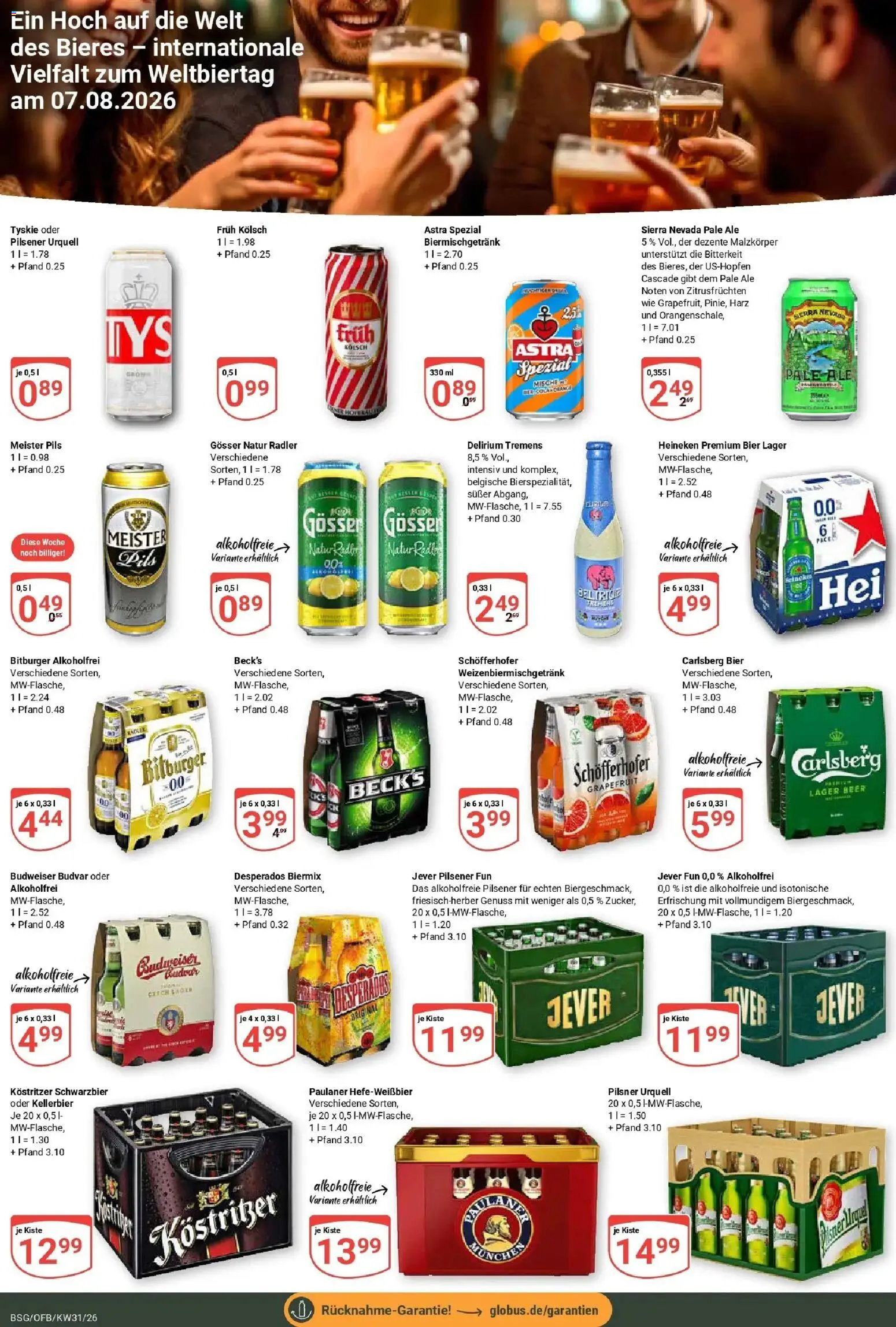 Globus Prospekt Braunschweig – gültig ab 27.07.2026 | Seite: 15 | Produkte: Tyskie, Carlsberg, Jever, Paulaner