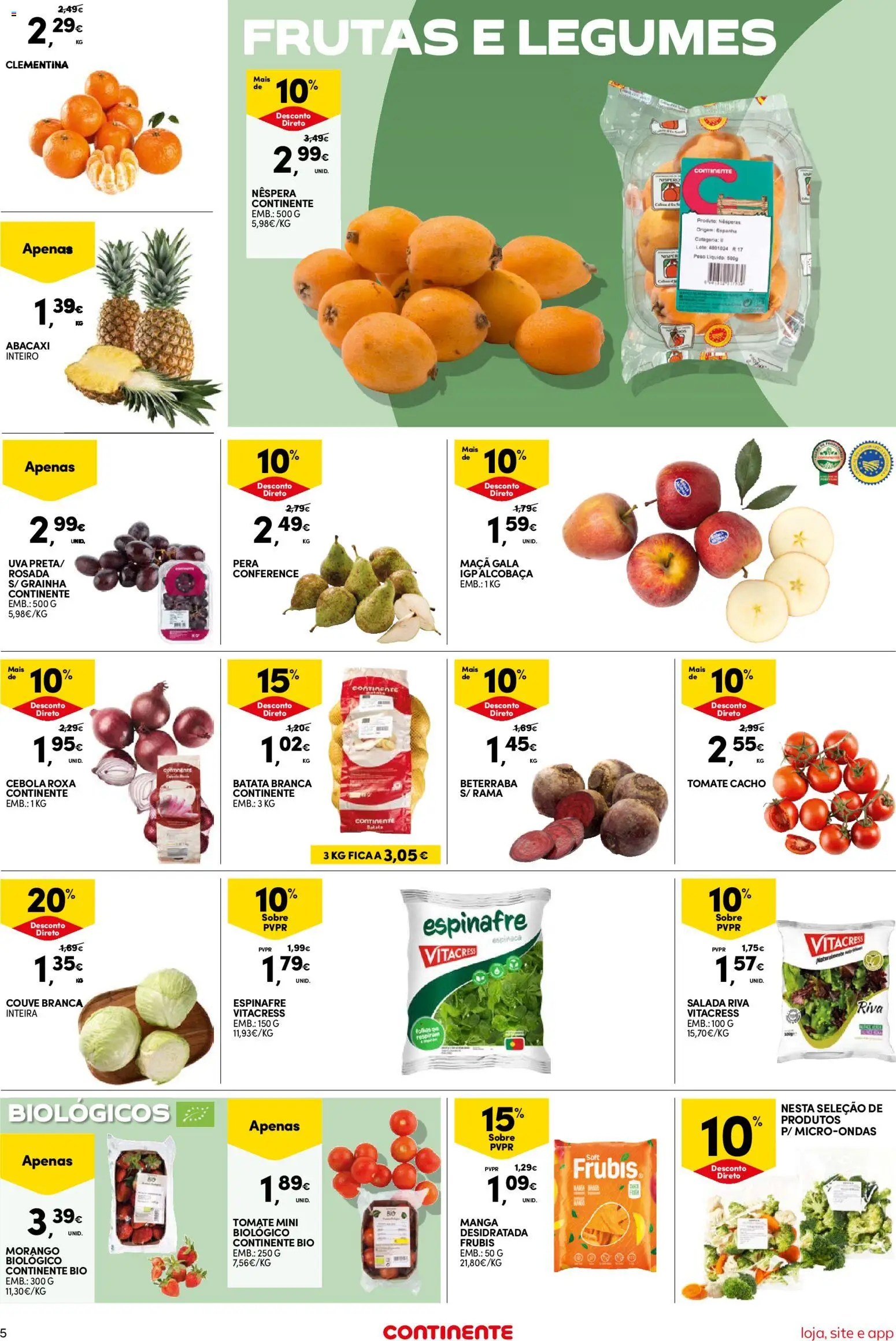 Continente Semanal Continente Bom Dia │ válido de 21.04.2026 | Página: 5 | Produtos: Batata, Microondas, Maça, Tomate