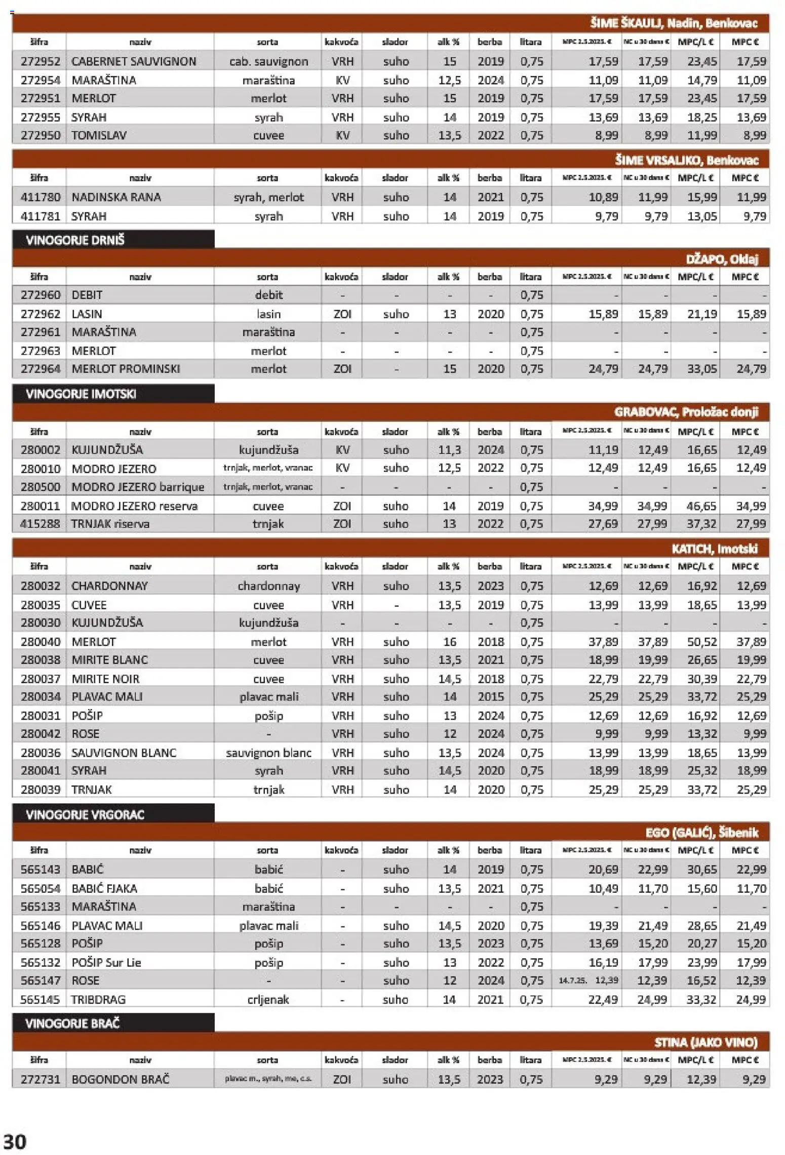 Vrutak katalog | vrijedi od 01.11.2025 | Stranica: 30 | Proizvodi: Vino