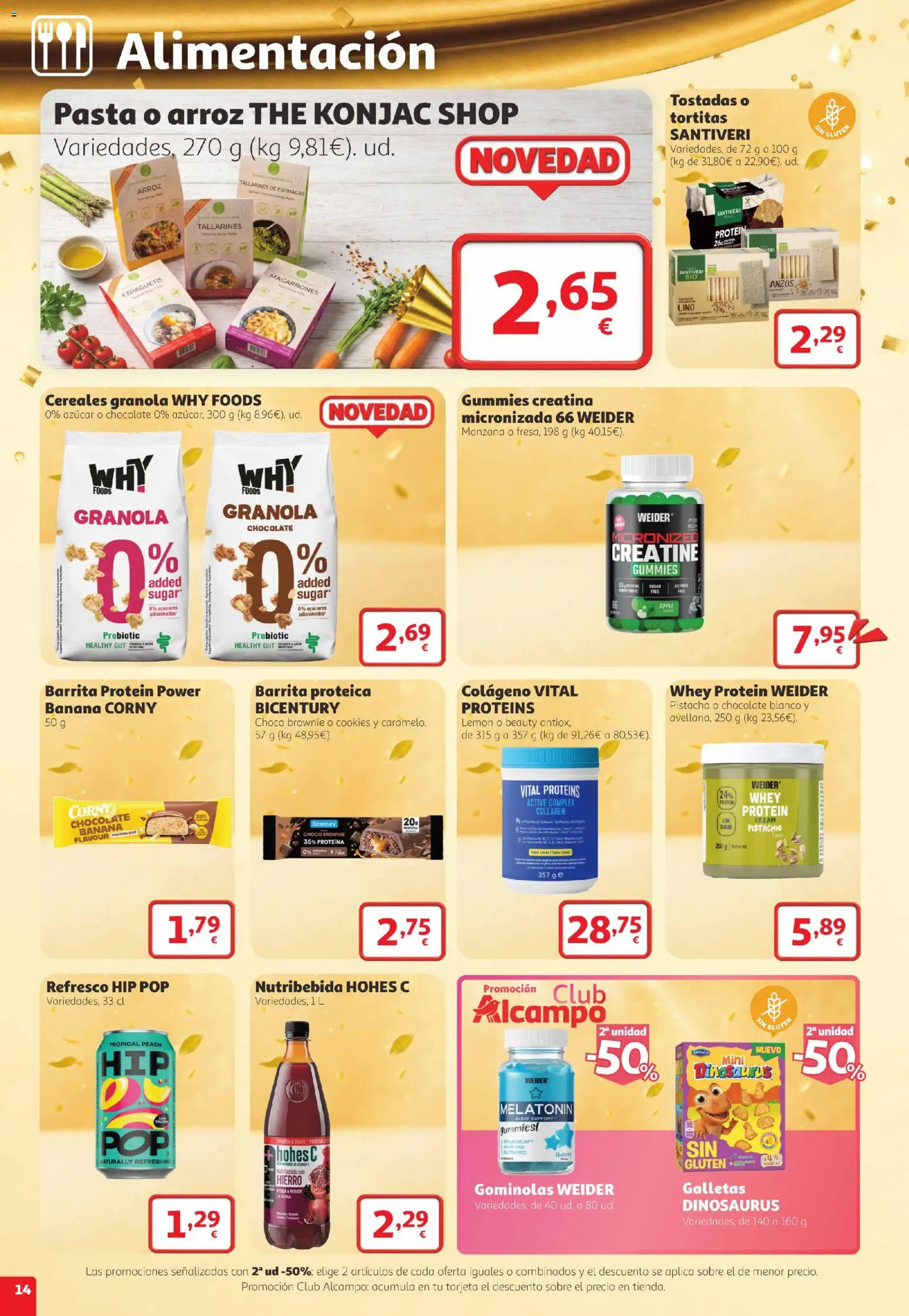 Alcampo folleto Telde │ válido desde el 22/10/2026 | Página: 14 | Productos: Proteína, Espaguetis, Espinacas, Cereales