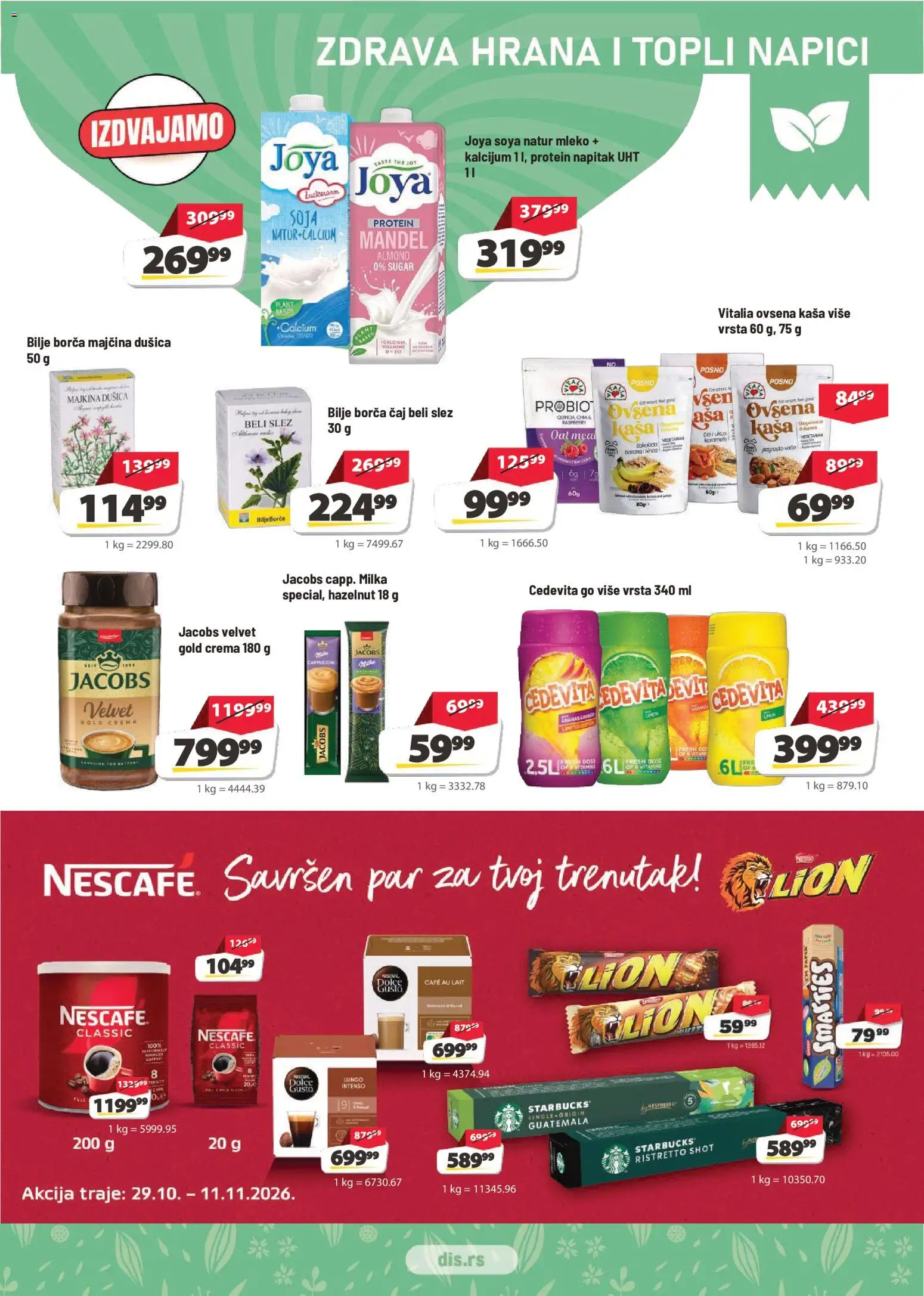 Super DIS katalog - važi od 29.10.2026 | Strana: 9 | Proizvode: Milka, Kaša, Ovsena kaša, Quinoa