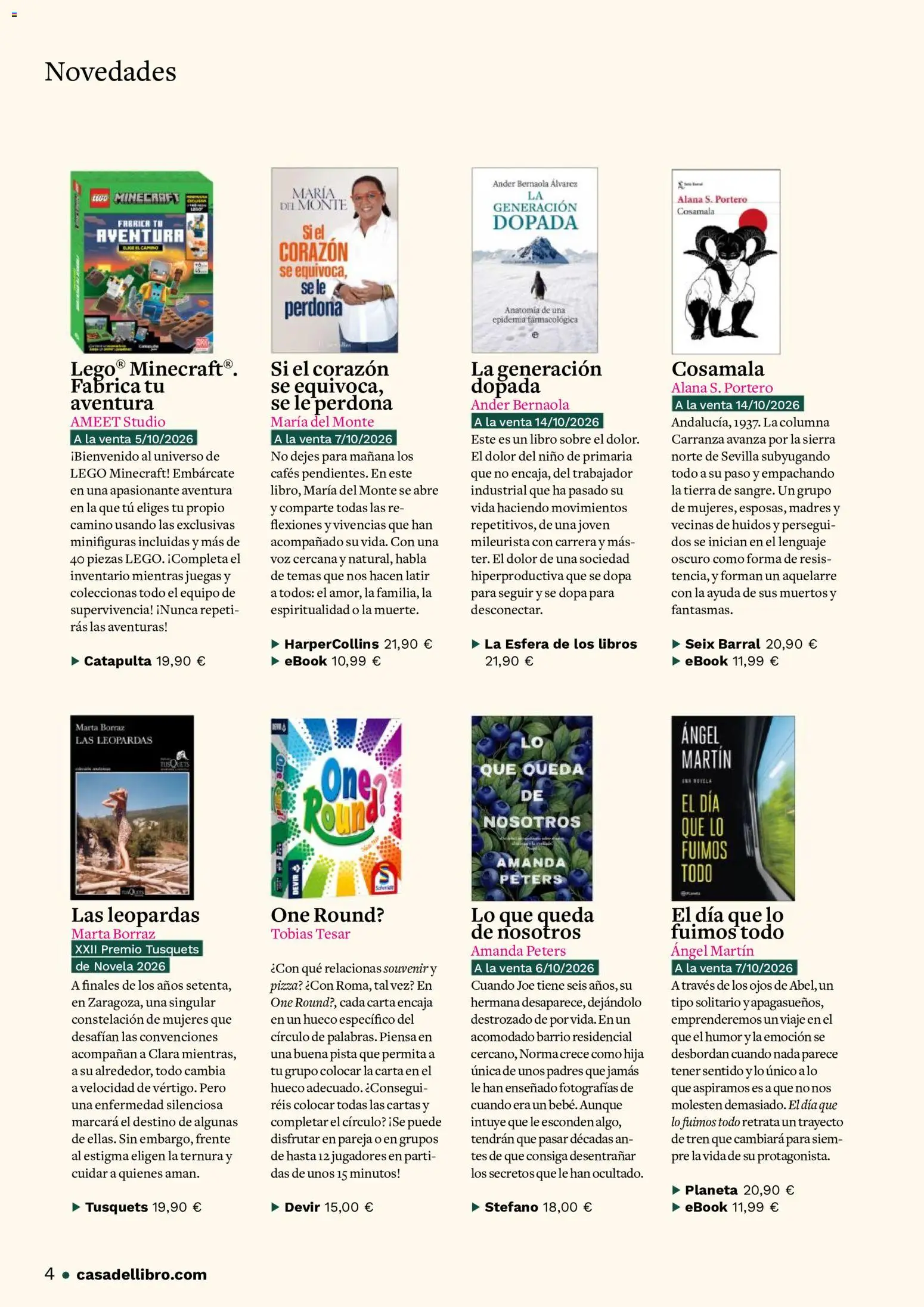 Casa del libro folleto │ válido desde el 16/10/2026 | Página: 4 | Productos: Libros, Pizza, LEGO, Tierra