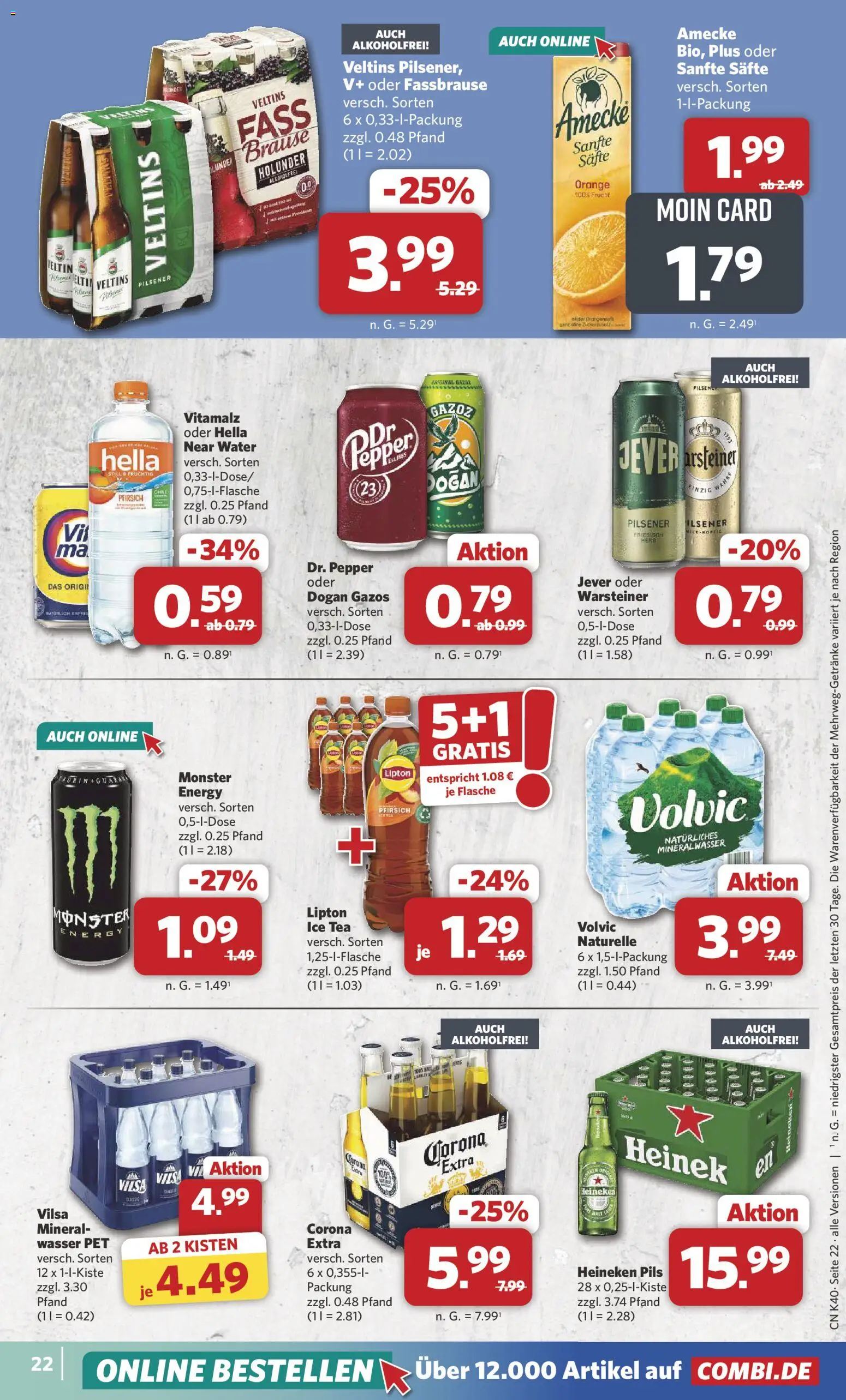 Combi Prospekt – gültig ab 28.09.2026 | Seite: 22 | Produkte: Wasser, Warsteiner, Jever, Fassbrause