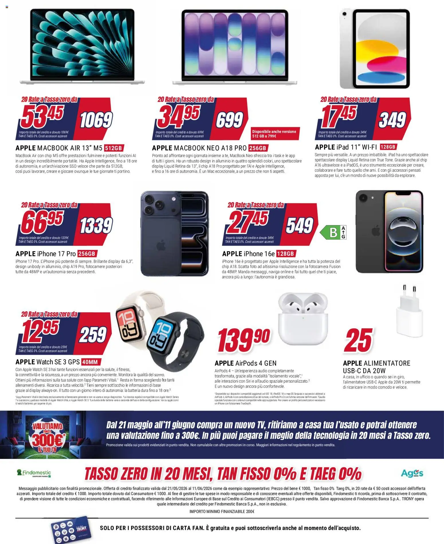 Volantino Trony del 21.05.2026 | Pagina: 38 | Prodotti: Fotocamera, Alluminio, Macbook, Airpods