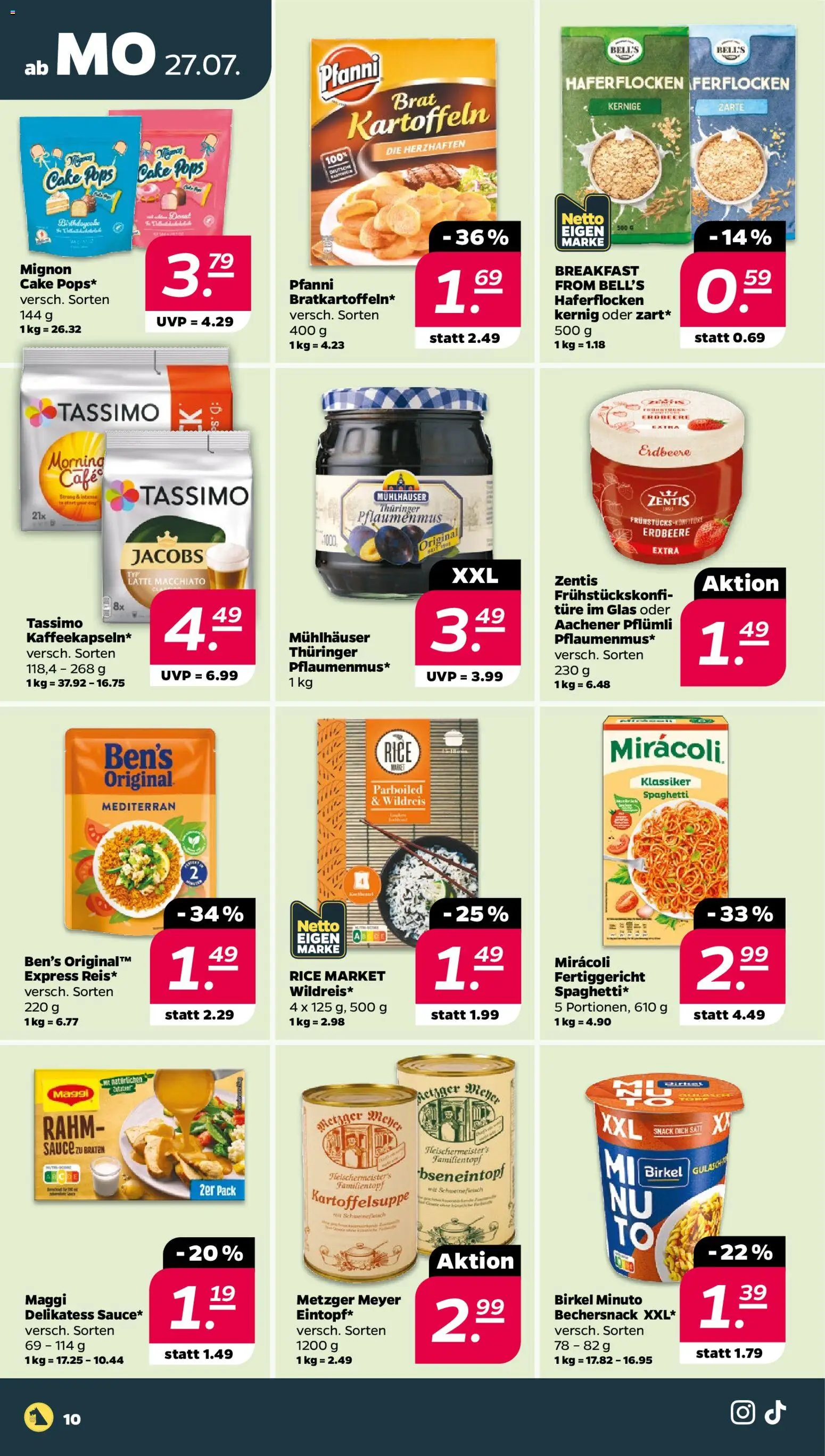 Netto Prospekt – gültig ab 27.07.2026 | Seite: 10 | Produkte: Maggi, Kartoffeln, Schweinefleisch, Tassimo