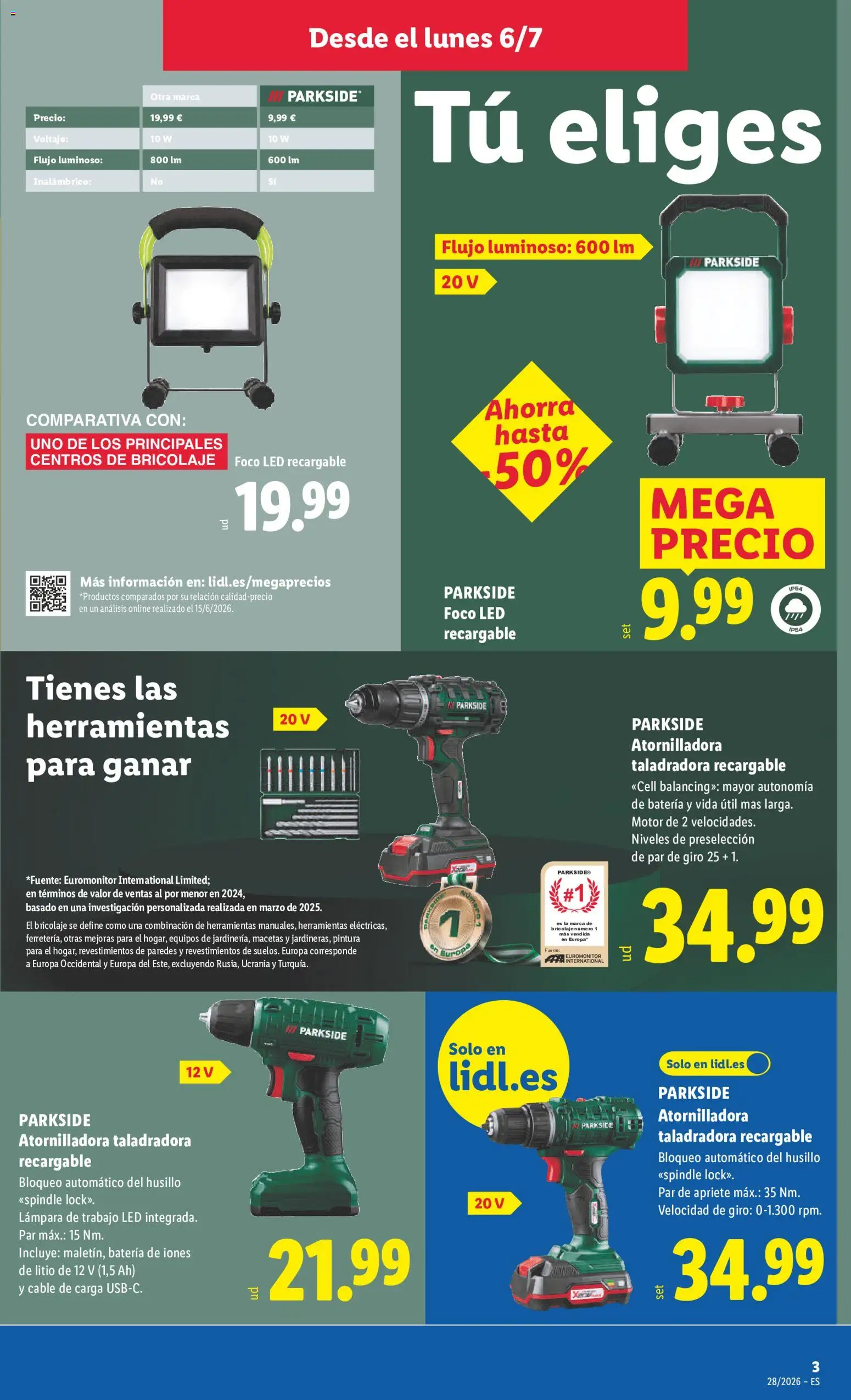Lidl folleto de bazar │ válido desde el 06/07/2026 | Página: 9 | Productos: Cable, Batería, Lámpara