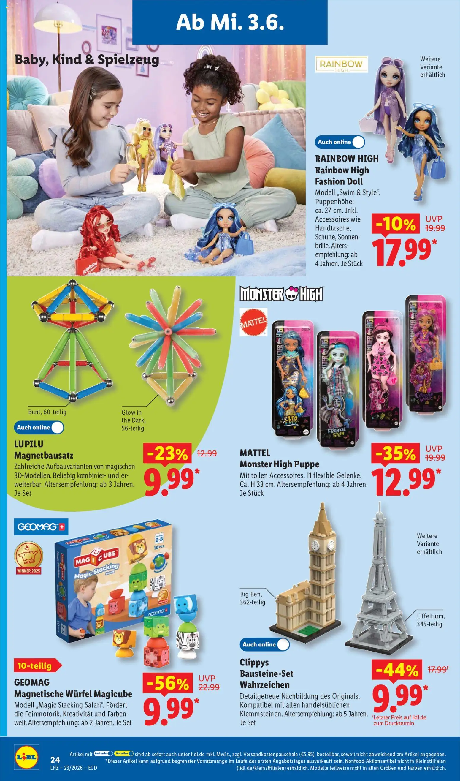 Lidl Německo leták od 01.06.2026 | Strana: 40 | Produkty: Rainbow High, Monster