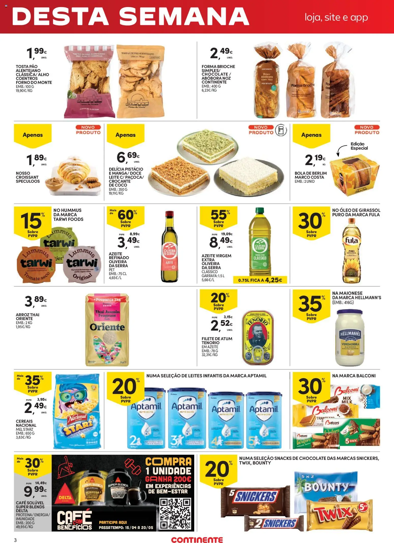 Continente Fim de Semana à Continente │ válido de 15.05.2026 | Página: 3 | Produtos: Atum, Forno, Pão, Café