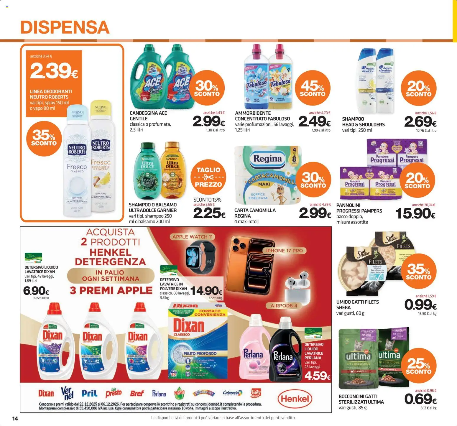 Volantino Superconti del 16/07/2026 | Pagina: 14 | Prodotti: Balsamo, Ammorbidente, Candeggina, Pampers