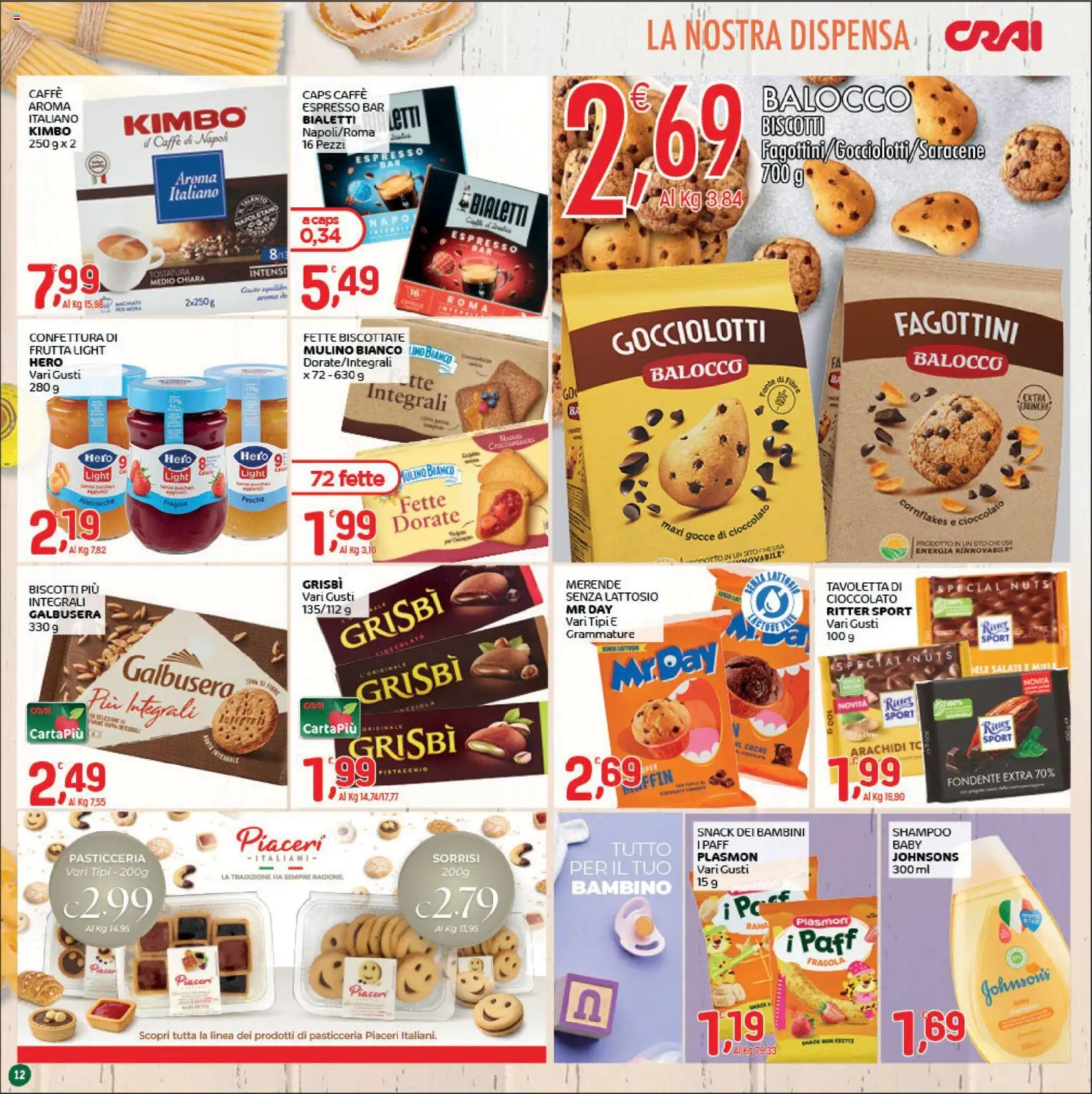 Volantino CRAI del 14.05.2026 | Pagina: 12 | Prodotti: Shampoo, Cioccolato, Arachidi, Fette biscottate