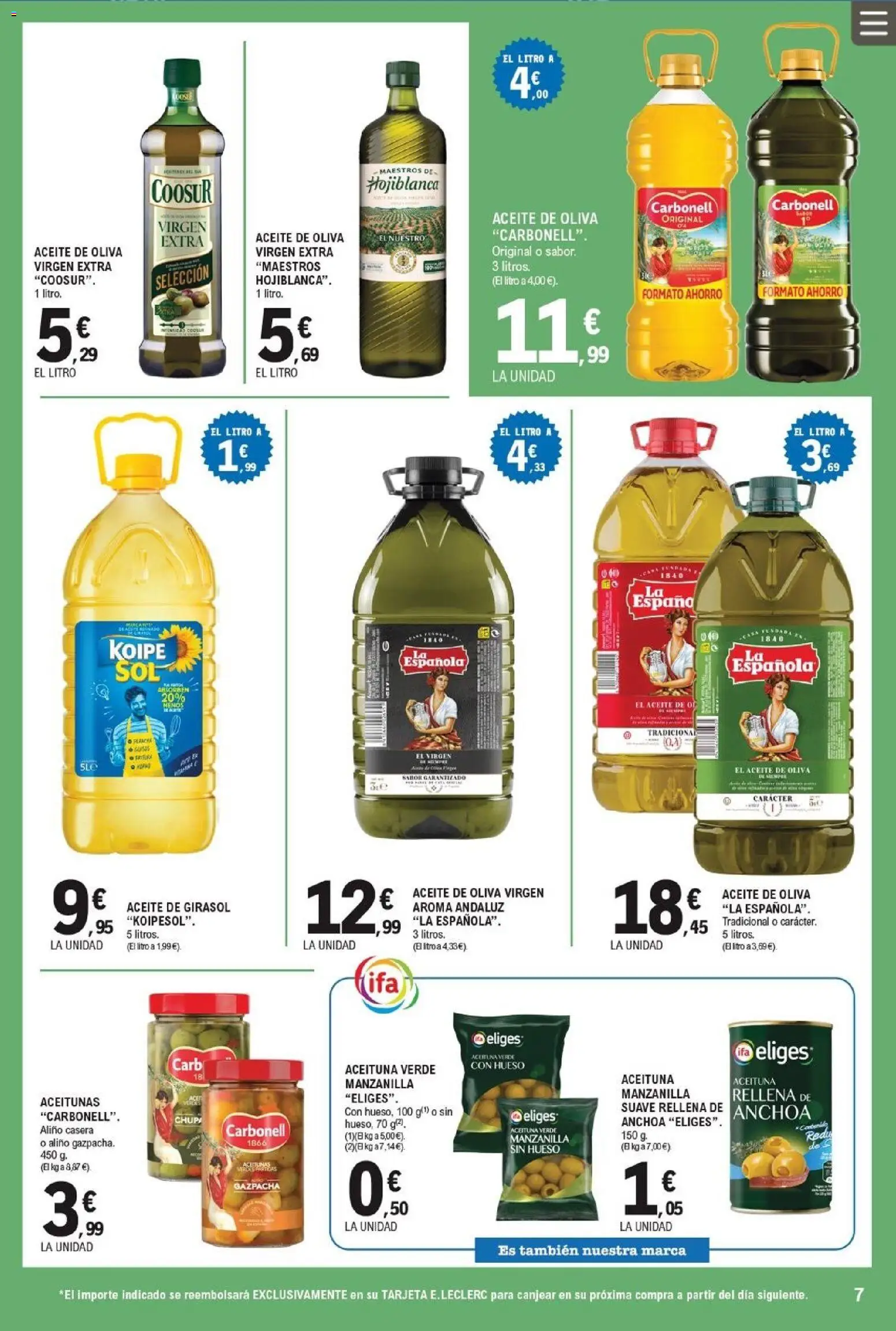 E.Leclerc folleto │ válido desde el 17.06.2026 | Página: 7 | Productos: Aceite, Aceite de oliva, Aceite de girasol, Anchoa