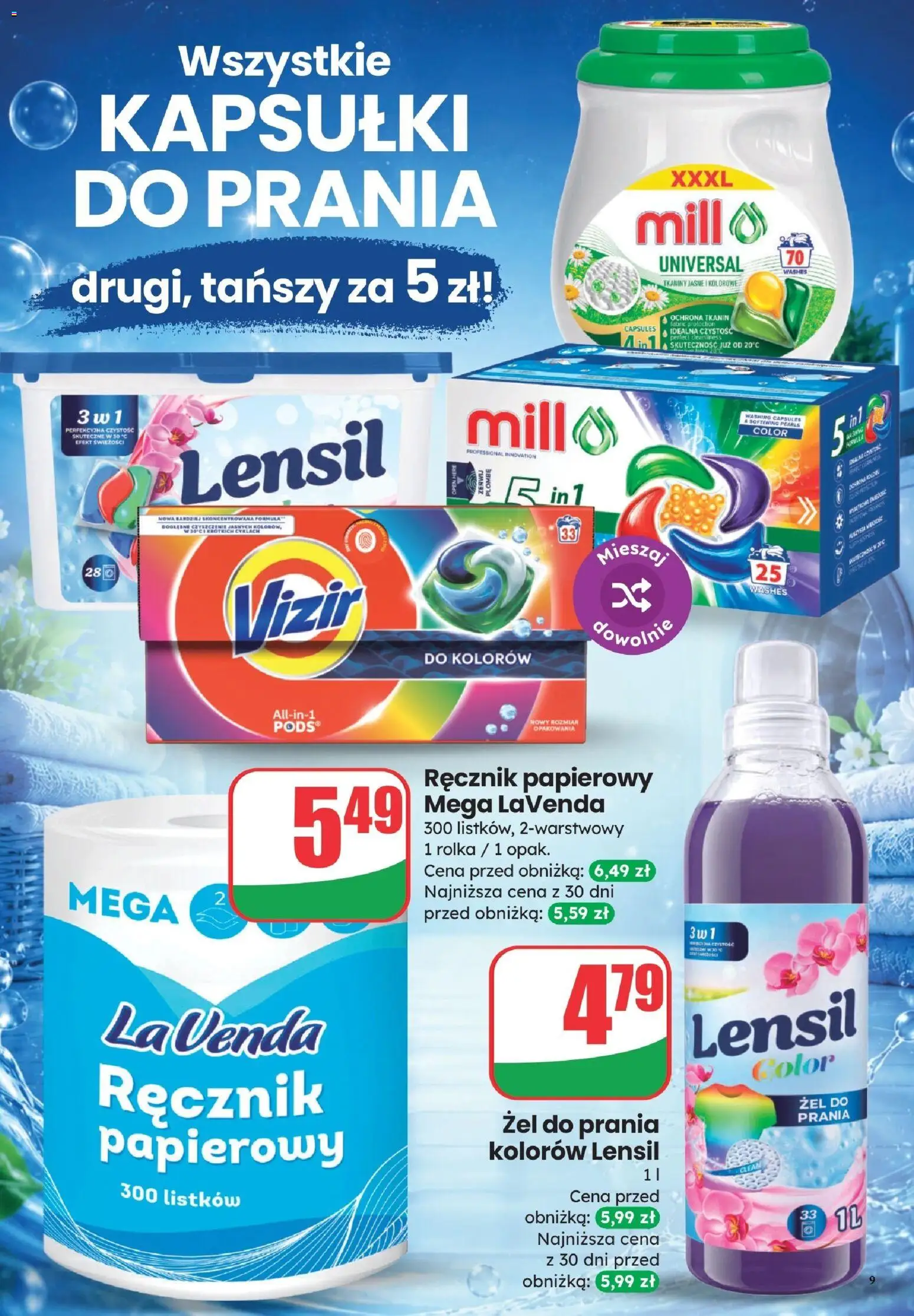 Dino gazetka - Weekendowe Okazje od 10.07.2026 | Strona: 9 | Produkty: Kapsułki do prania, Ręcznik papierowy