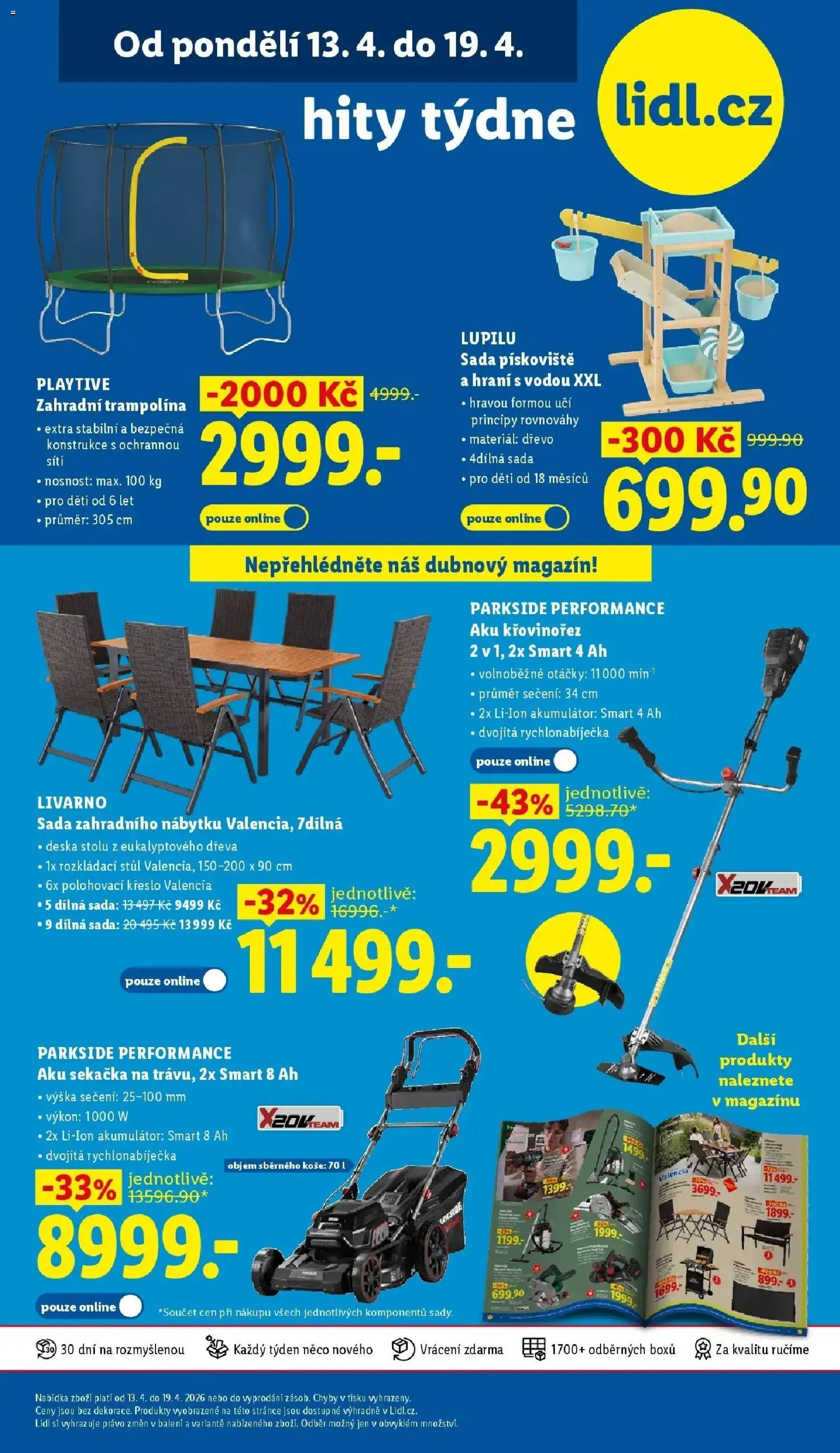 Lidl aktuální leták od 16.04.2026 | Strana: 43 | Produkty: Parkside, Sekačka, Trampolína, Křovinořez