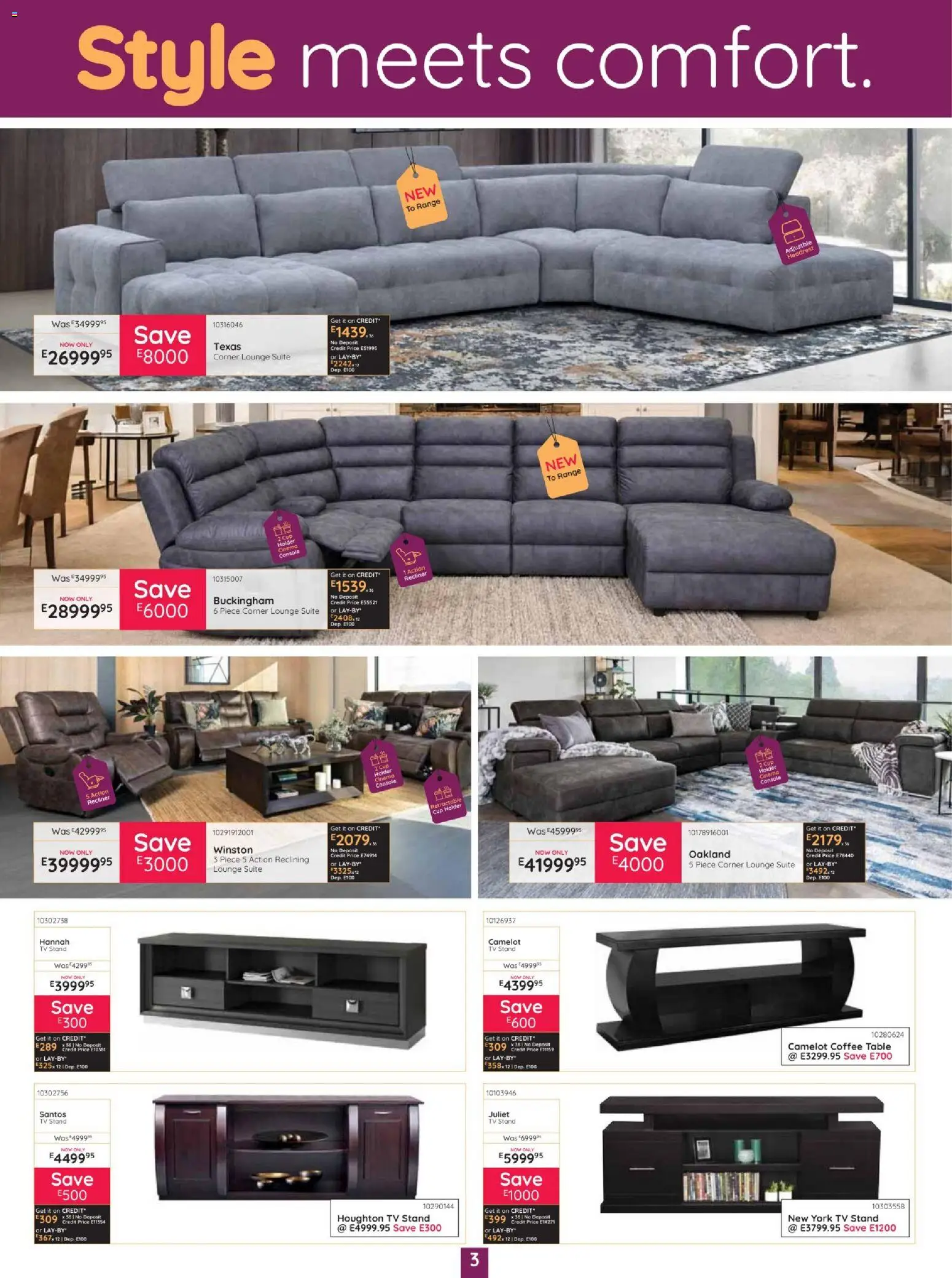 New Bradlows catalogue – valid from 17/09/2026 | Page: 3 | Products: TV, Table, Lounge suite, Coffee