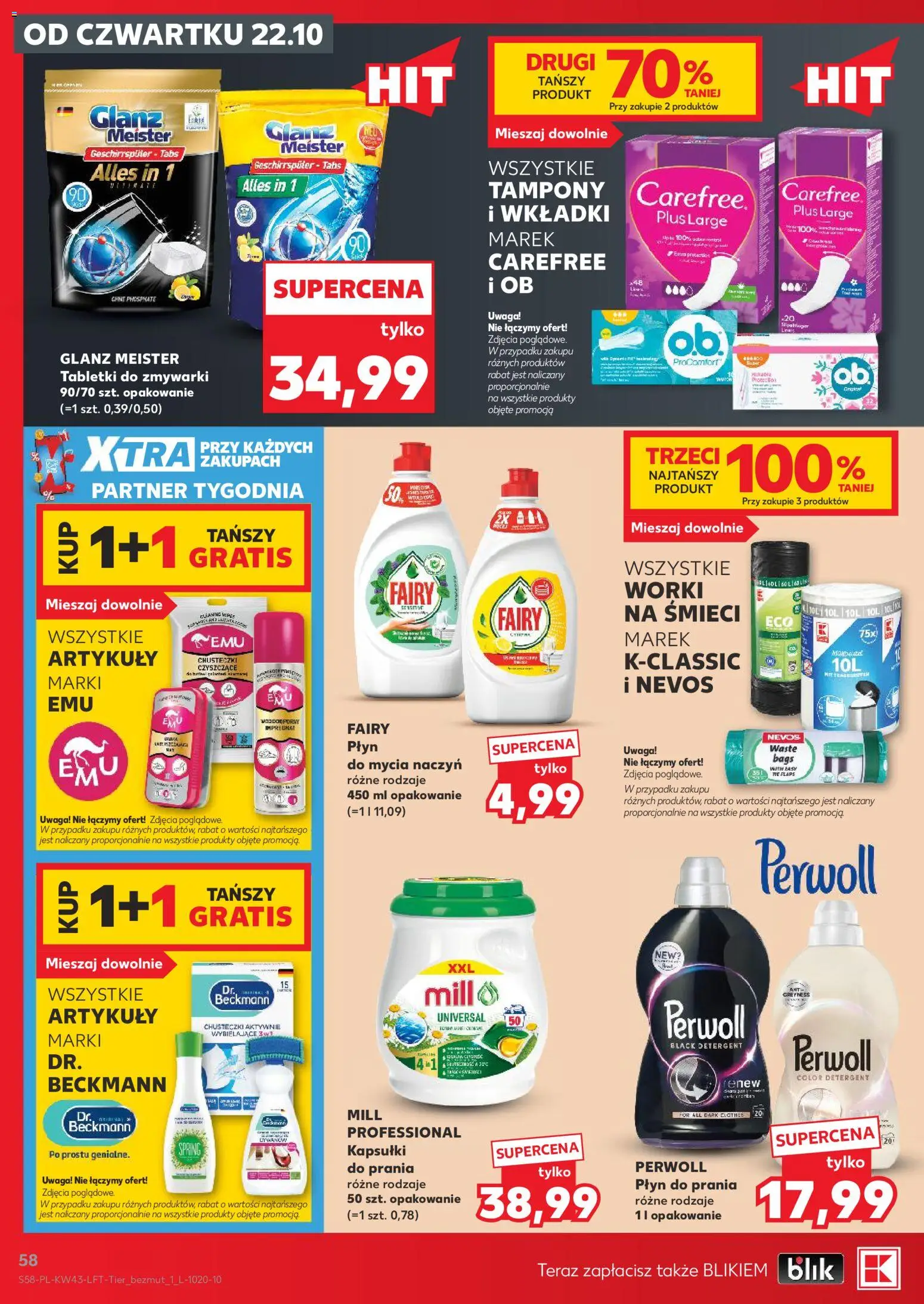 Kaufland gazetka od 22.10.2026 | Strona: 58 | Produkty: Chusteczki, Perwoll, Fairy, Płyn do mycia naczyń