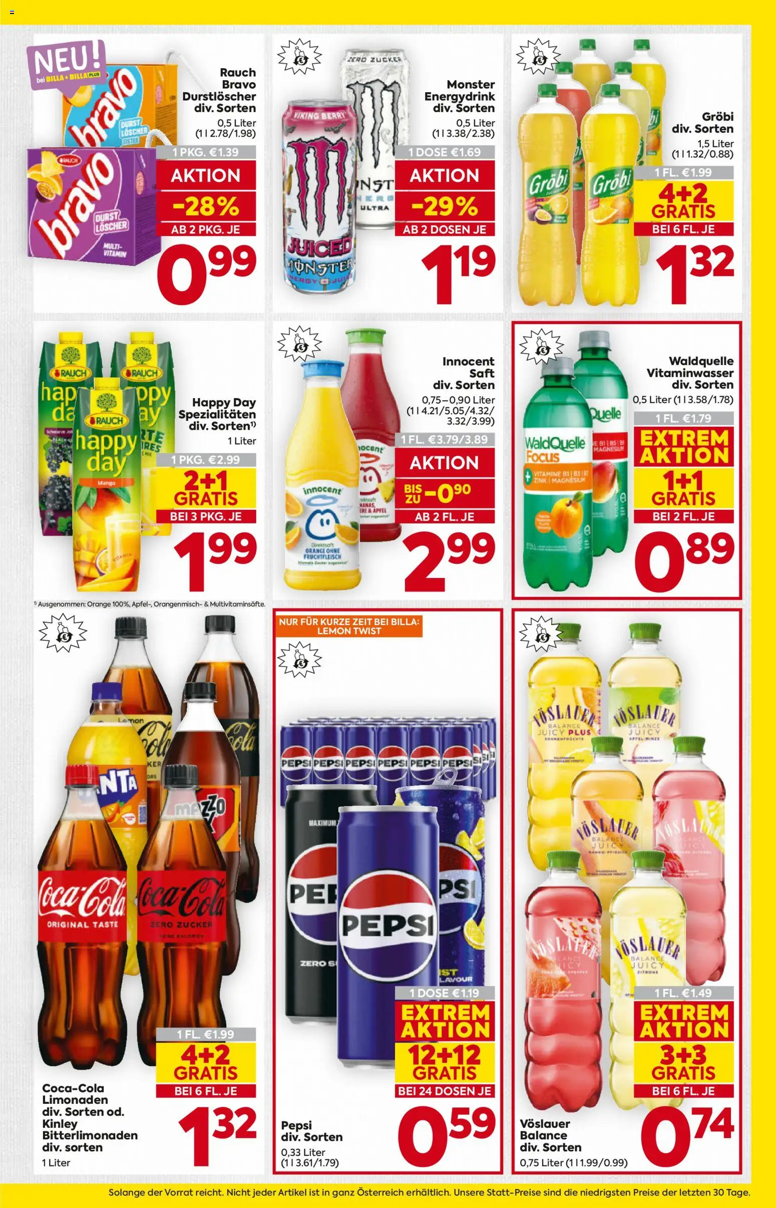 Billa AT akciós ujság - amely érvényes a következő dátumtól: 2026.08.13. | Oldal: 13 | Termékek: Vitamin, Kinley, Pepsi, Rauch